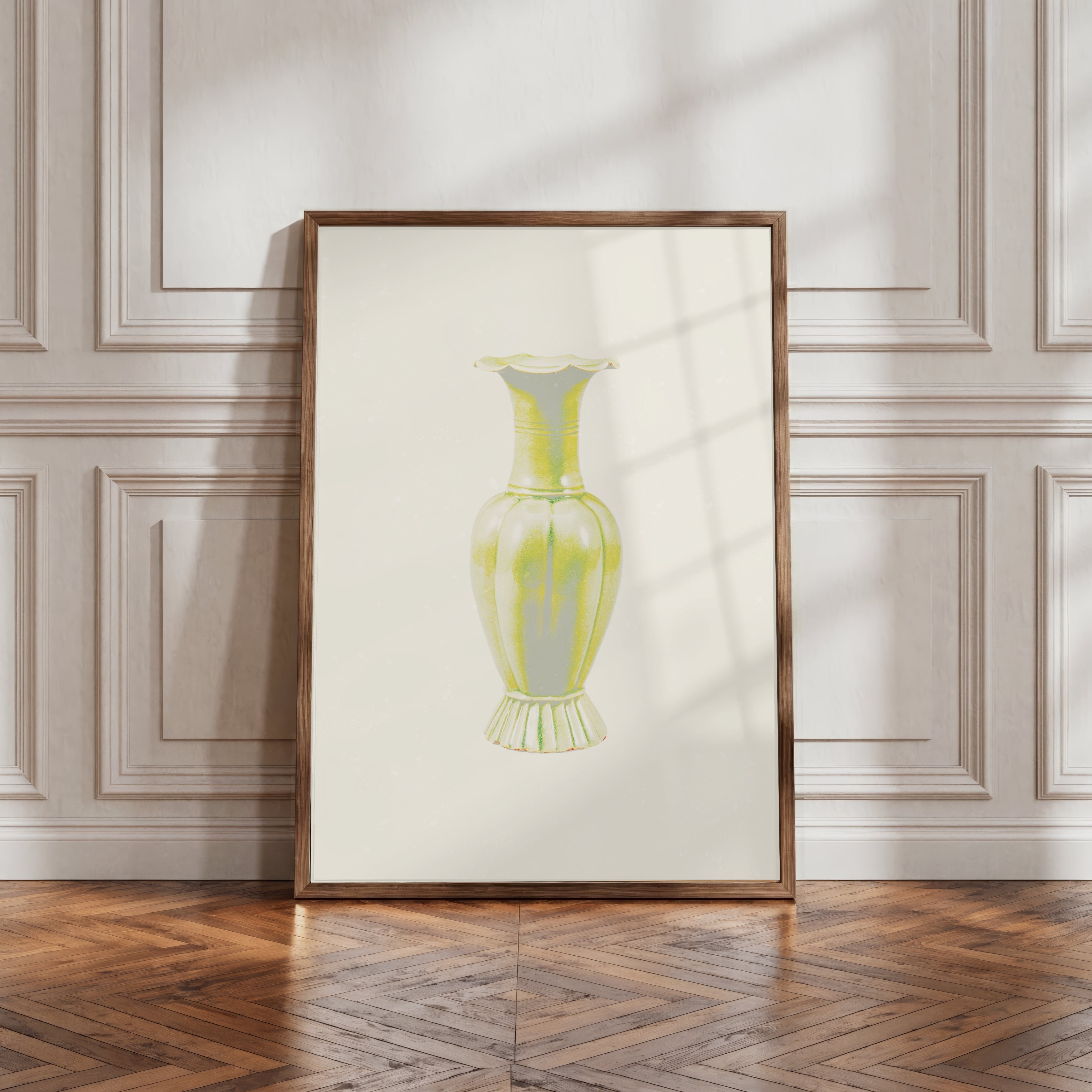 Still Form Vase Print, Neutral Contemporary Poster- Yellow (Digital Download)