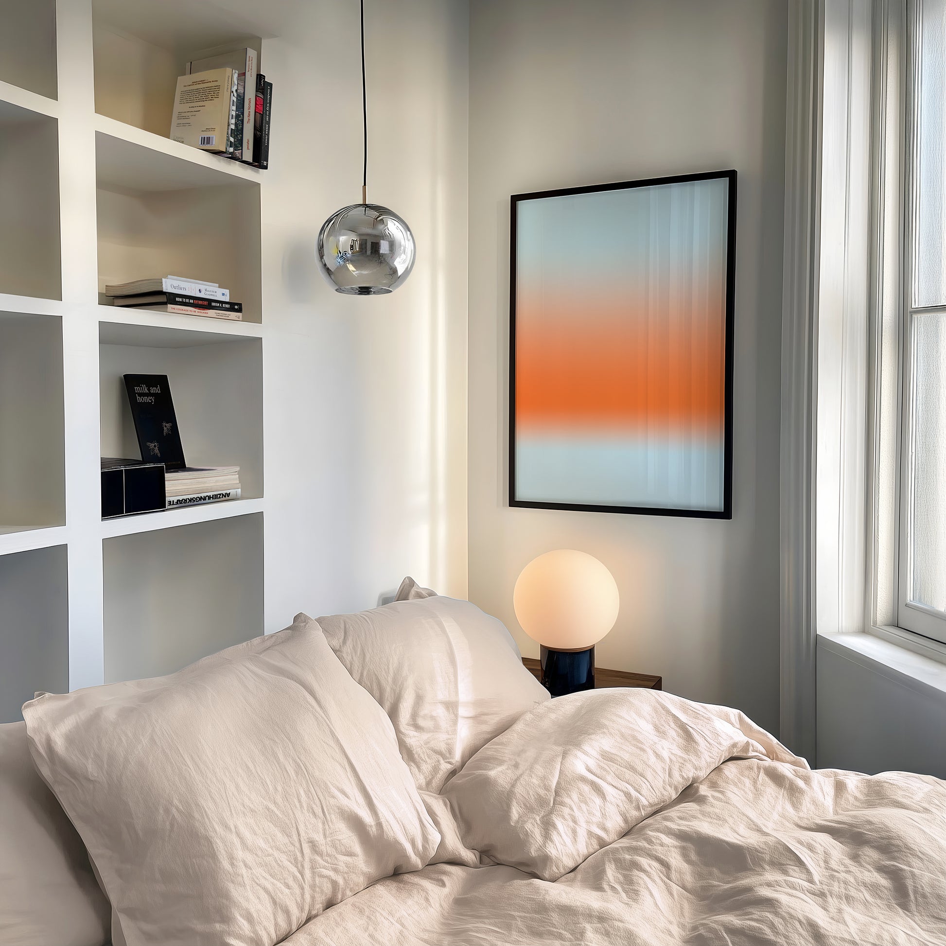 Coastal Horizon | Blue Orange Abstract Art Print