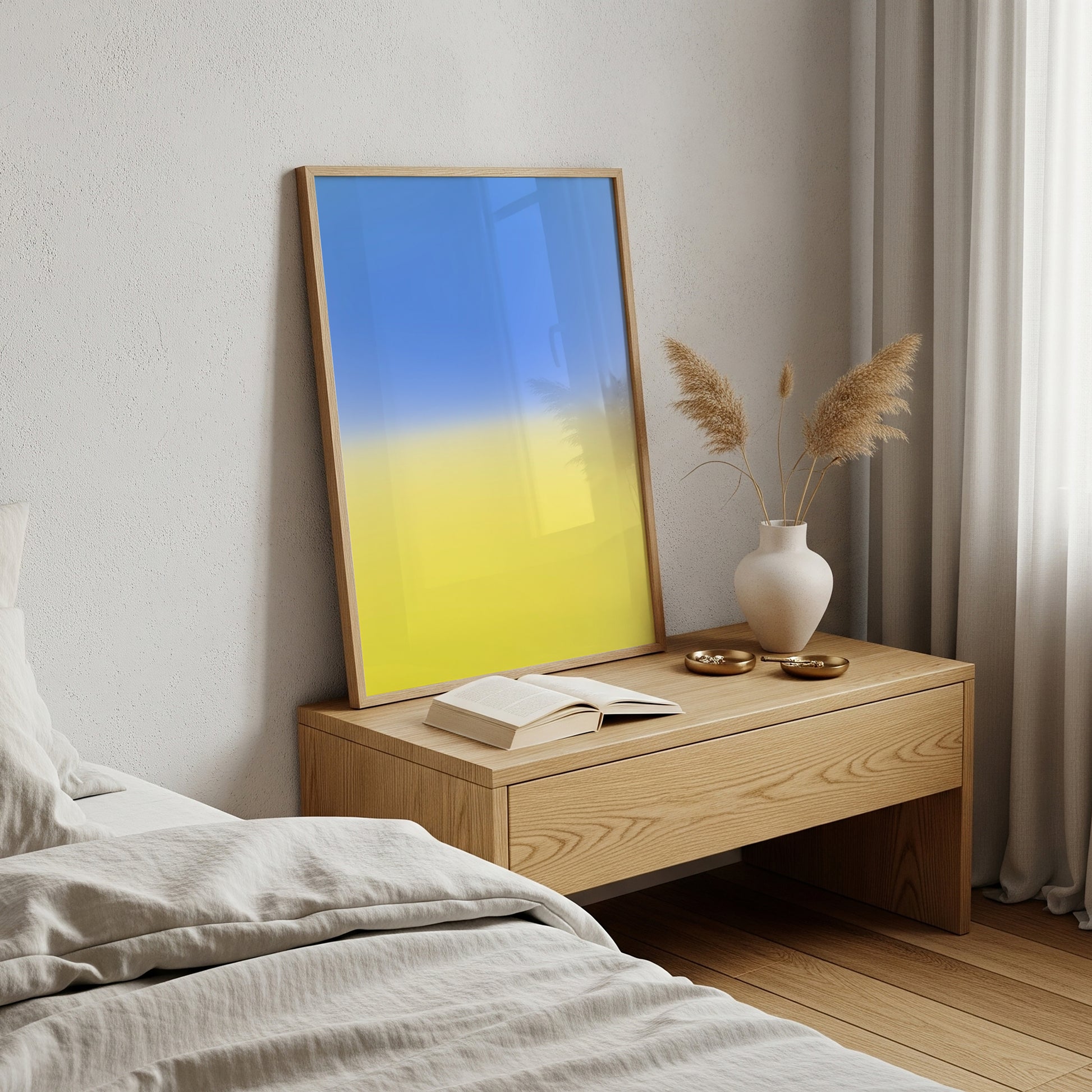 Blue Yellow Gradient Print, Minimalist Abstract Poster (Digital Download)