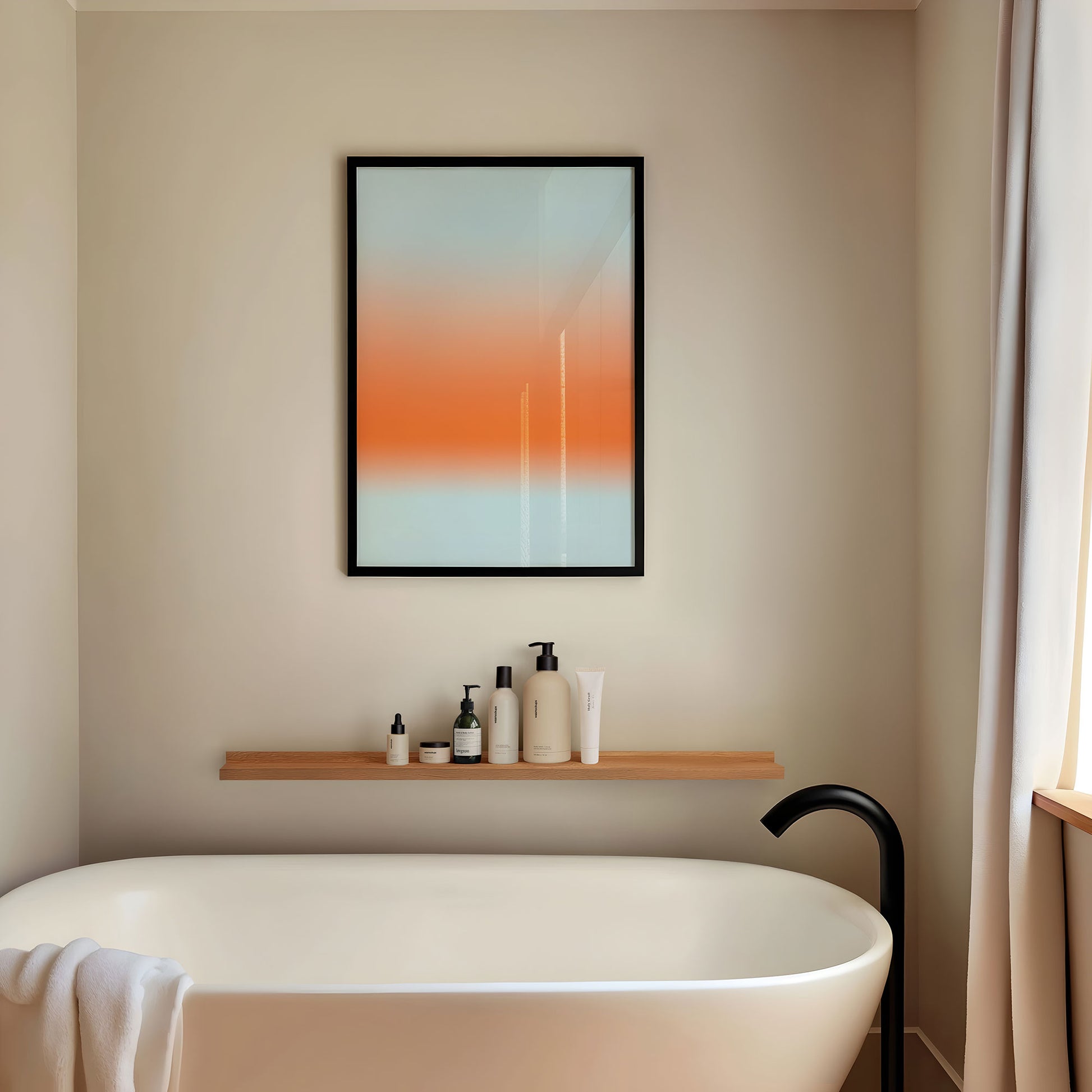 Coastal Horizon | Blue Orange Abstract Art Print