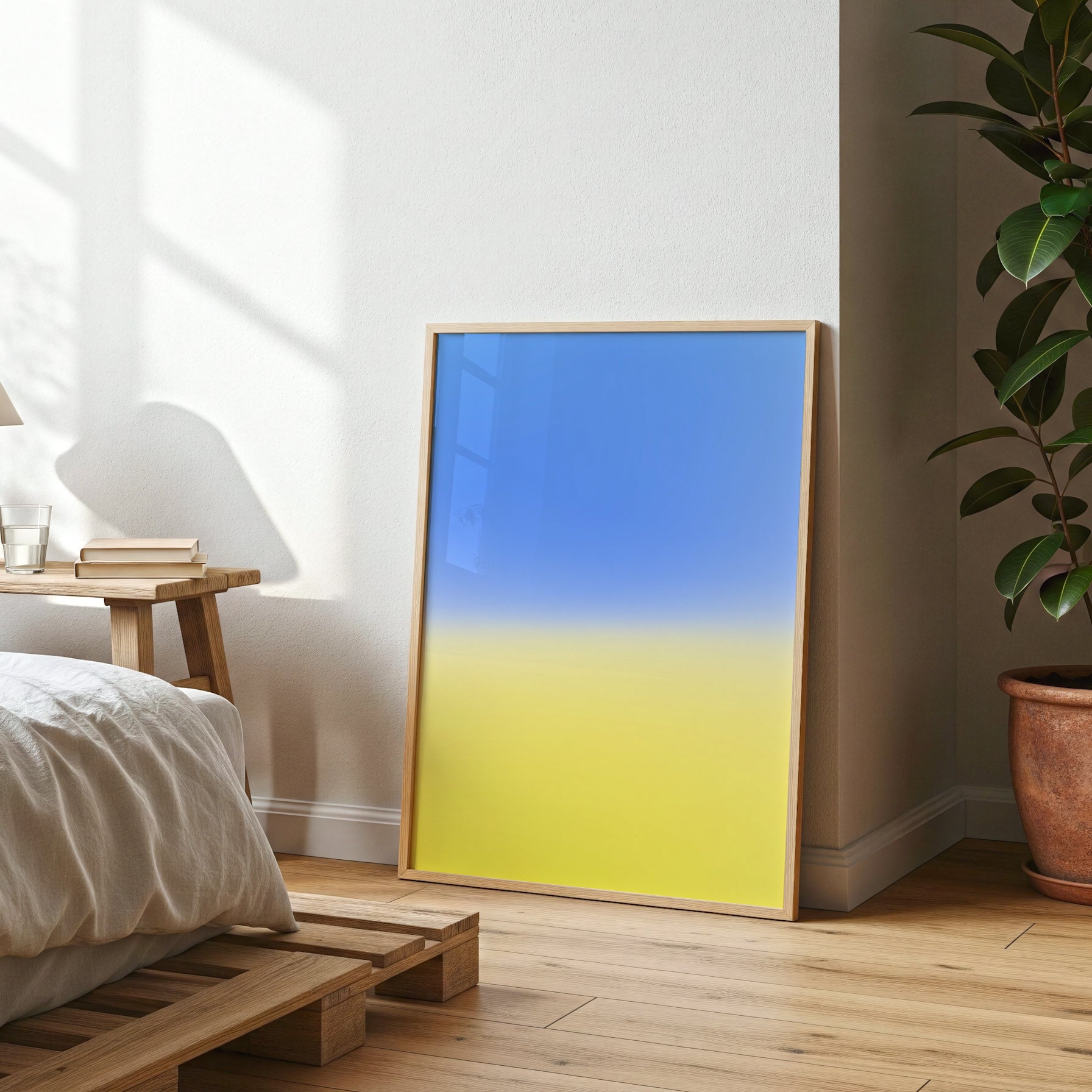 Blue Yellow Gradient Print, Minimalist Abstract Poster (Digital Download)
