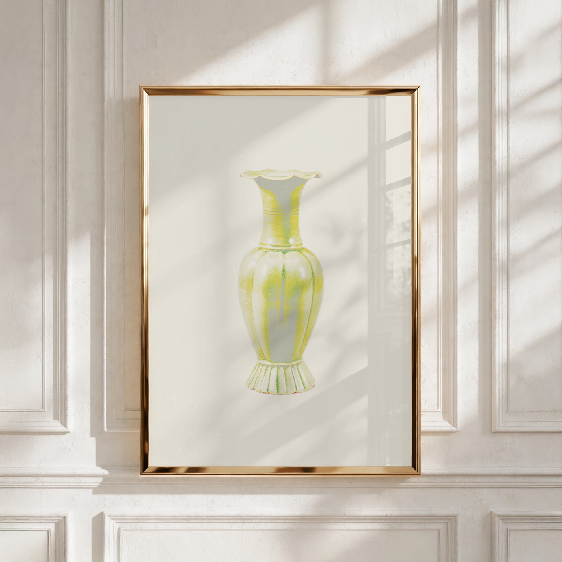 Still Form Vase Print, Neutral Contemporary Poster- Yellow (Digital Download)