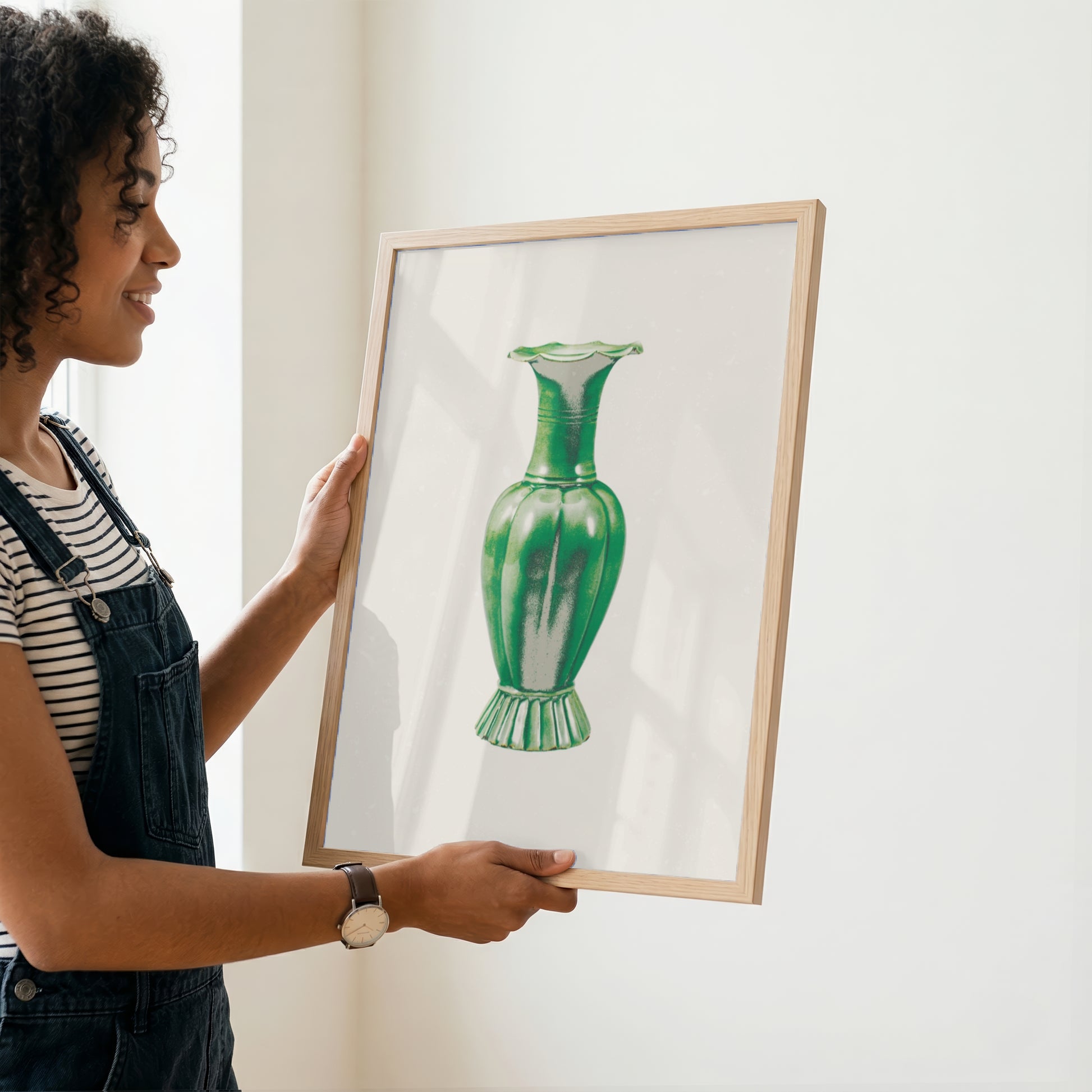 Still Form Vase Print, Neutral Contemporary Poster- Green (Digital Download)