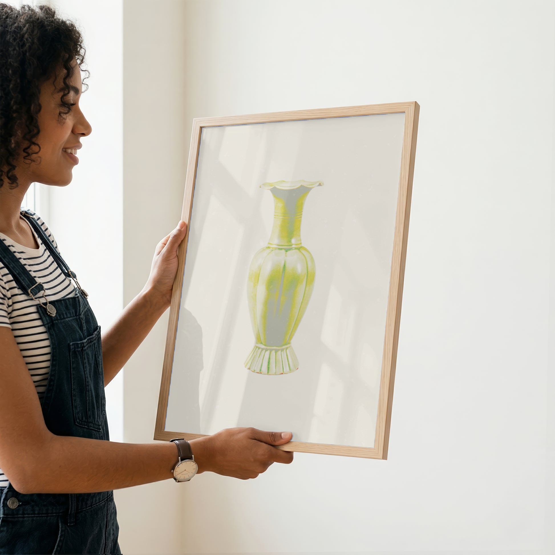 Still Form Vase Print, Neutral Contemporary Poster- Yellow (Digital Download)