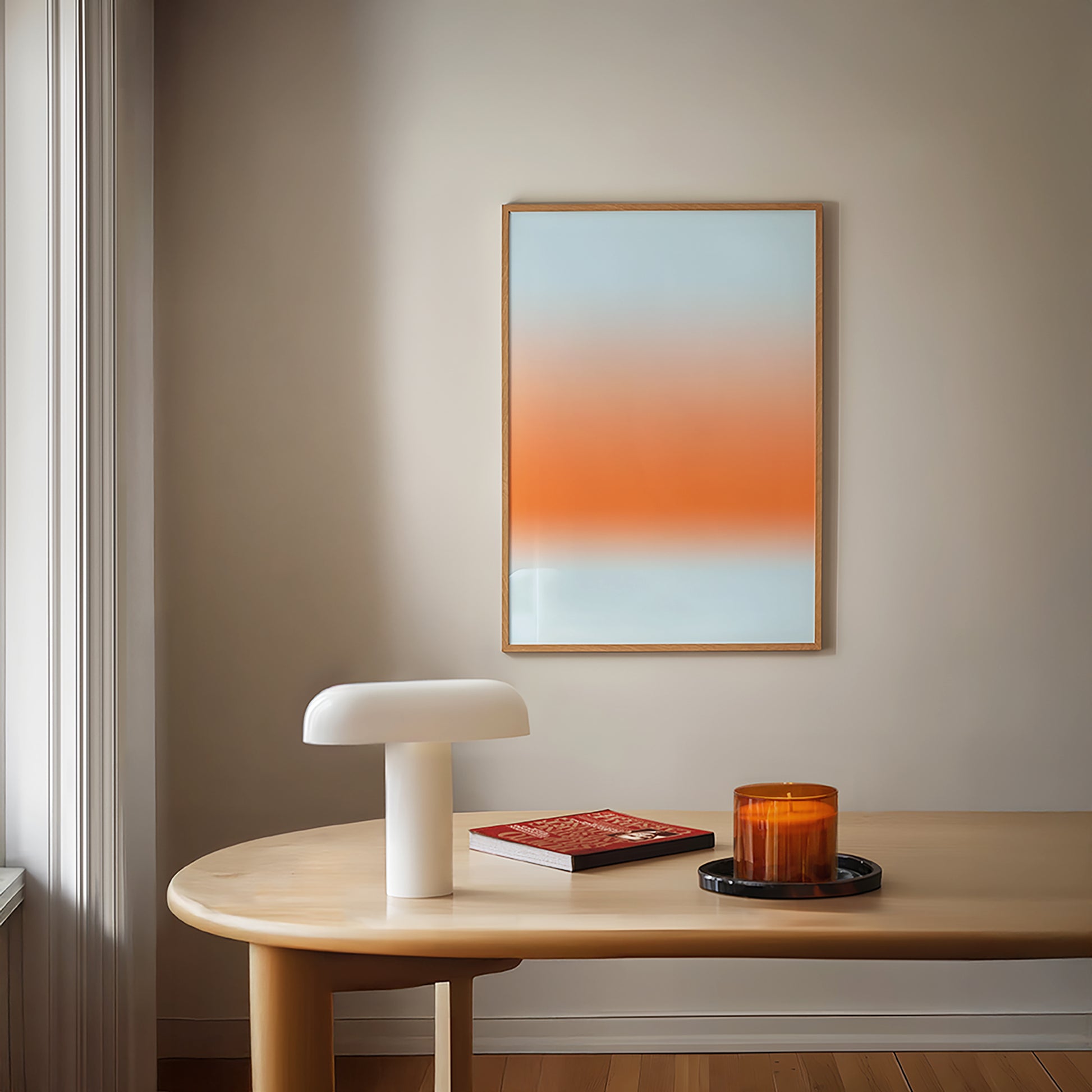 Coastal Horizon | Blue Orange Abstract Art Print