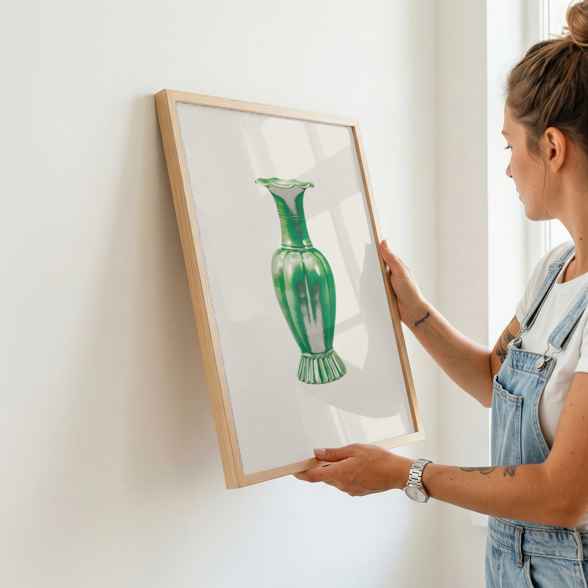 Still Form Vase Print, Neutral Contemporary Poster- Green (Digital Download)