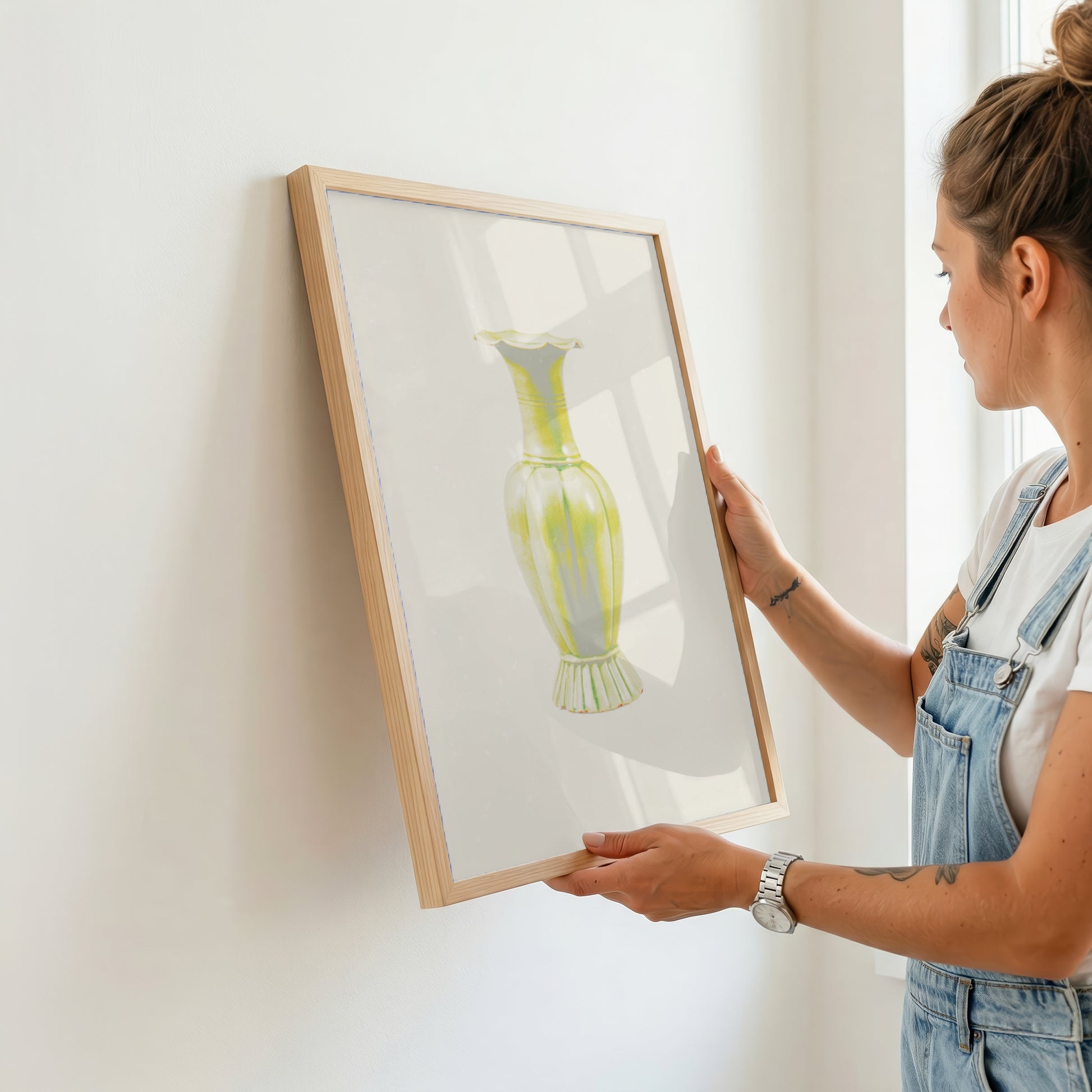 Still Form Vase Print, Neutral Contemporary Poster- Yellow (Digital Download)