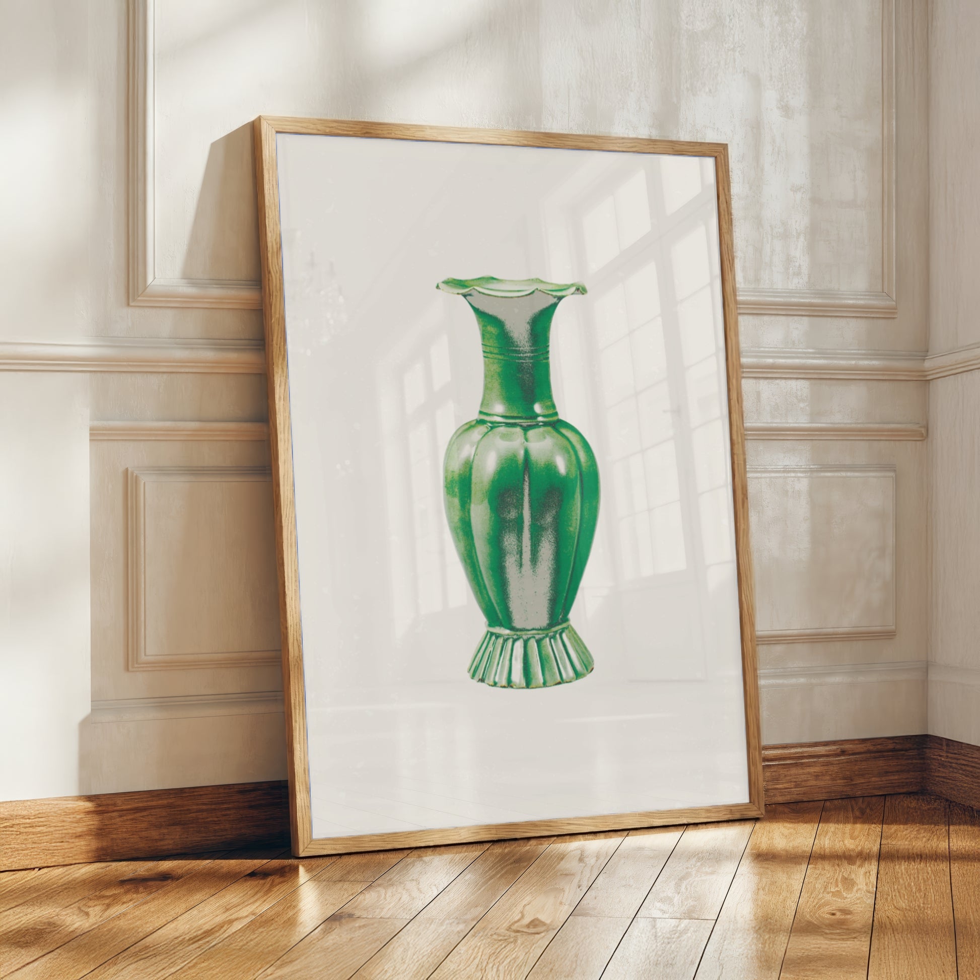 Still Form Vase Print, Neutral Contemporary Poster- Green (Digital Download)