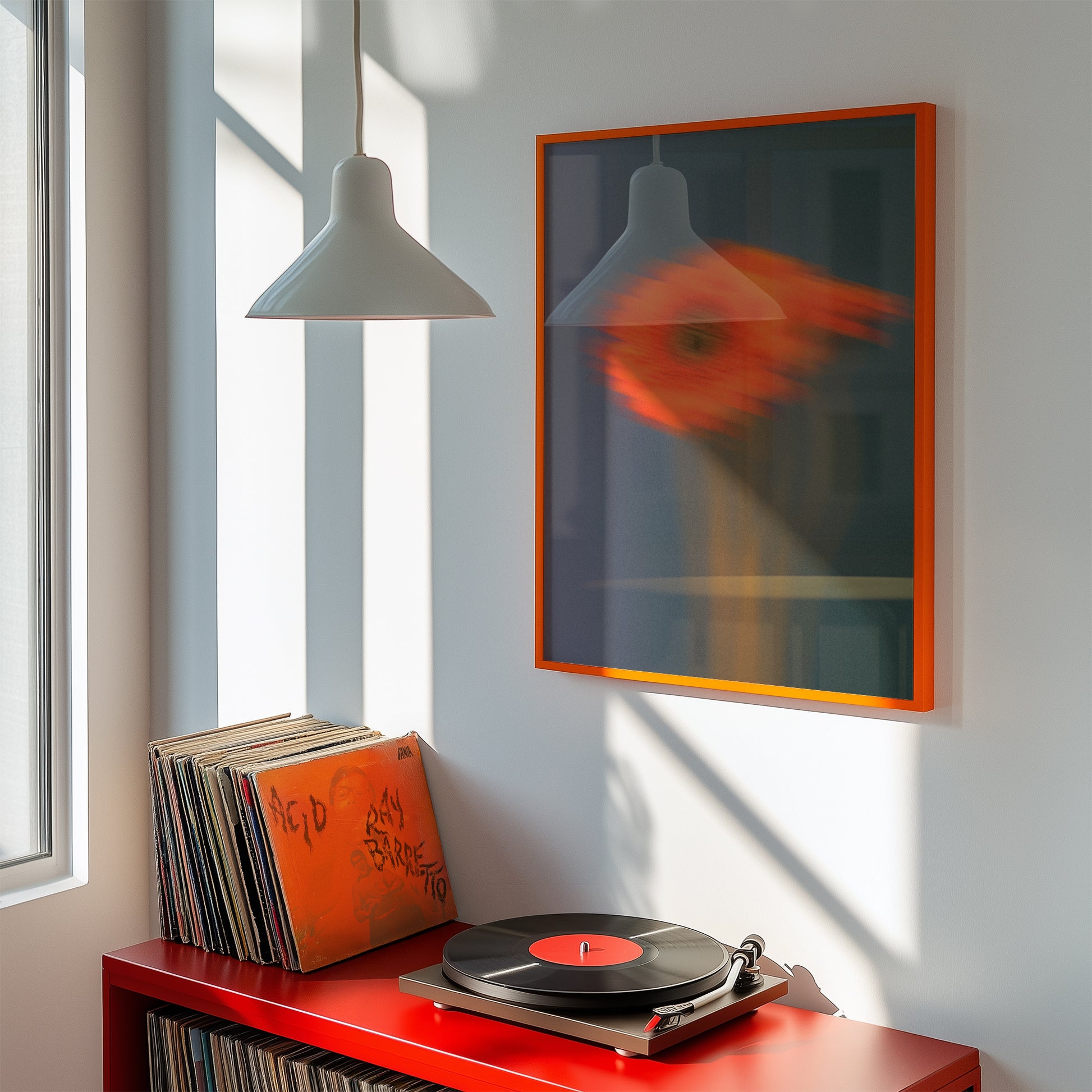 Abstract Orange Floral Print
