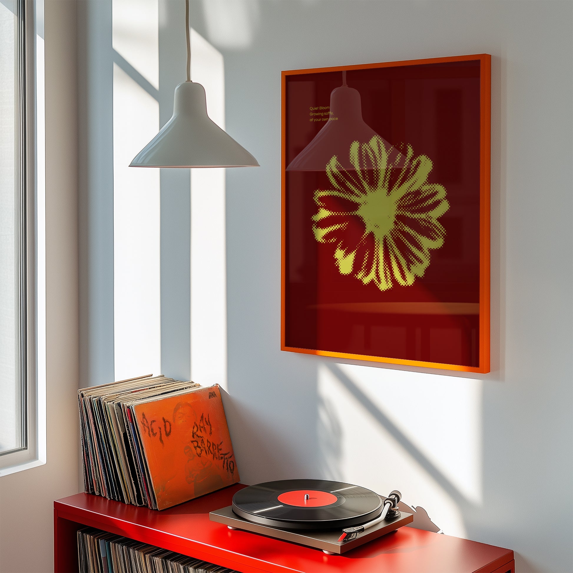 Botanical Halftone Wall Art - Red