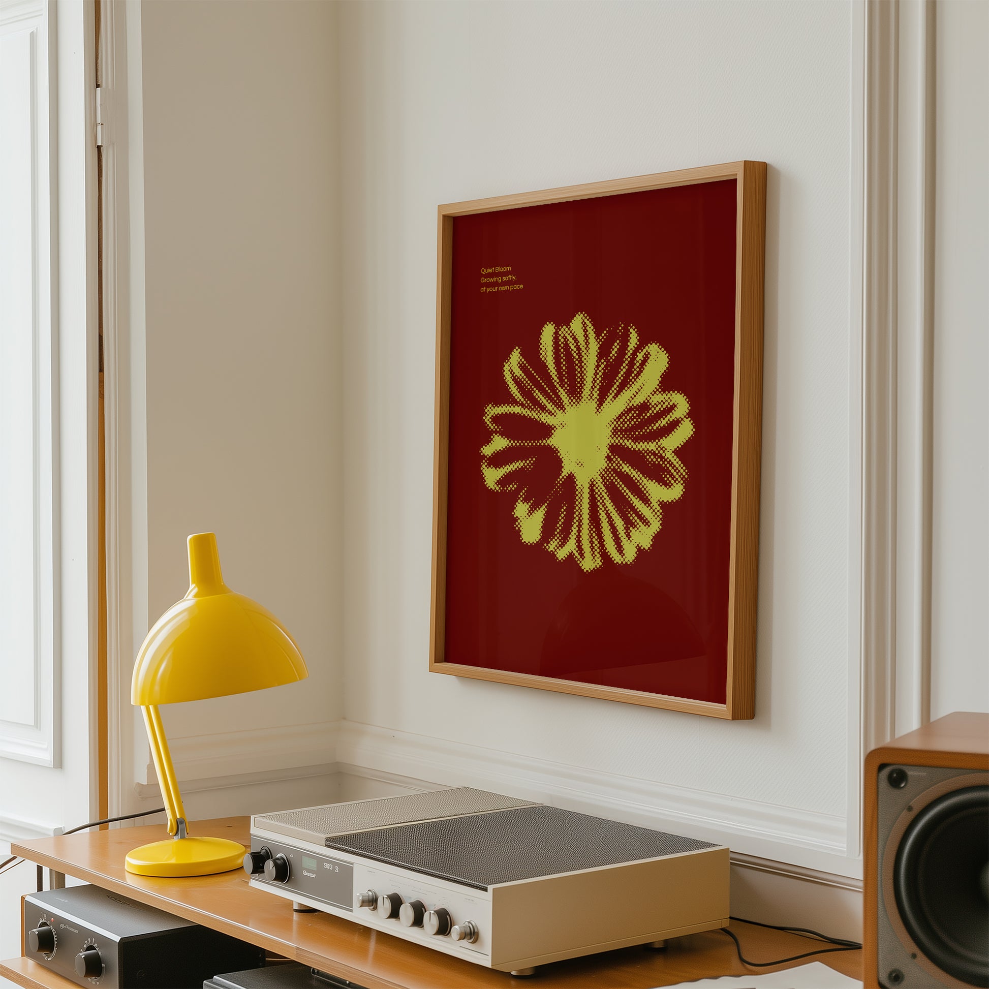 Botanical Halftone Wall Art - Red