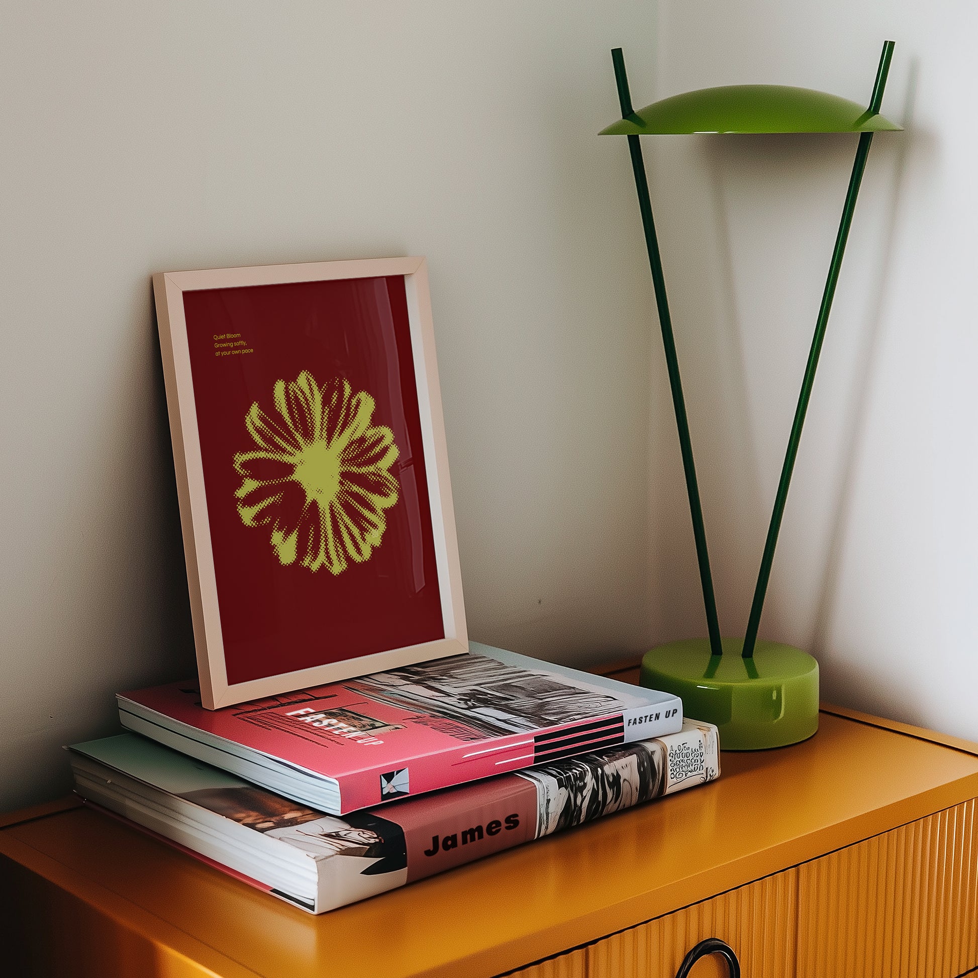 Botanical Halftone Wall Art - Red