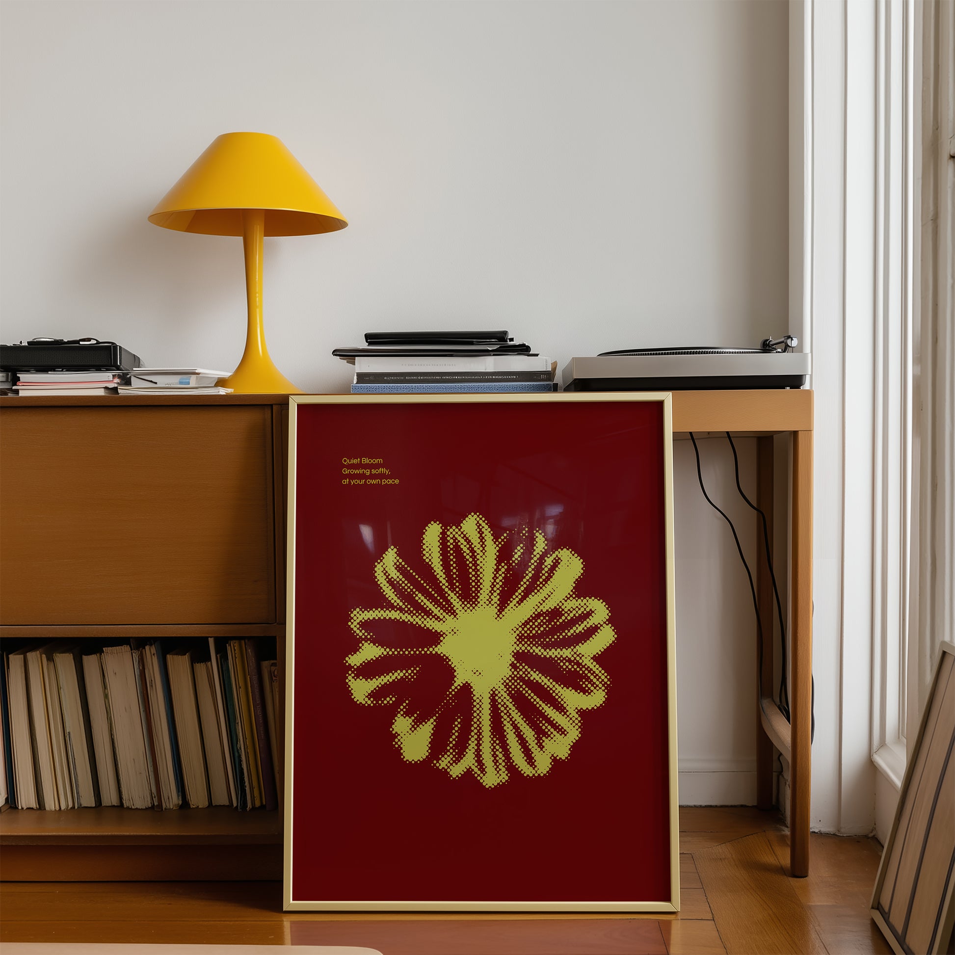 Botanical Halftone Wall Art - Red