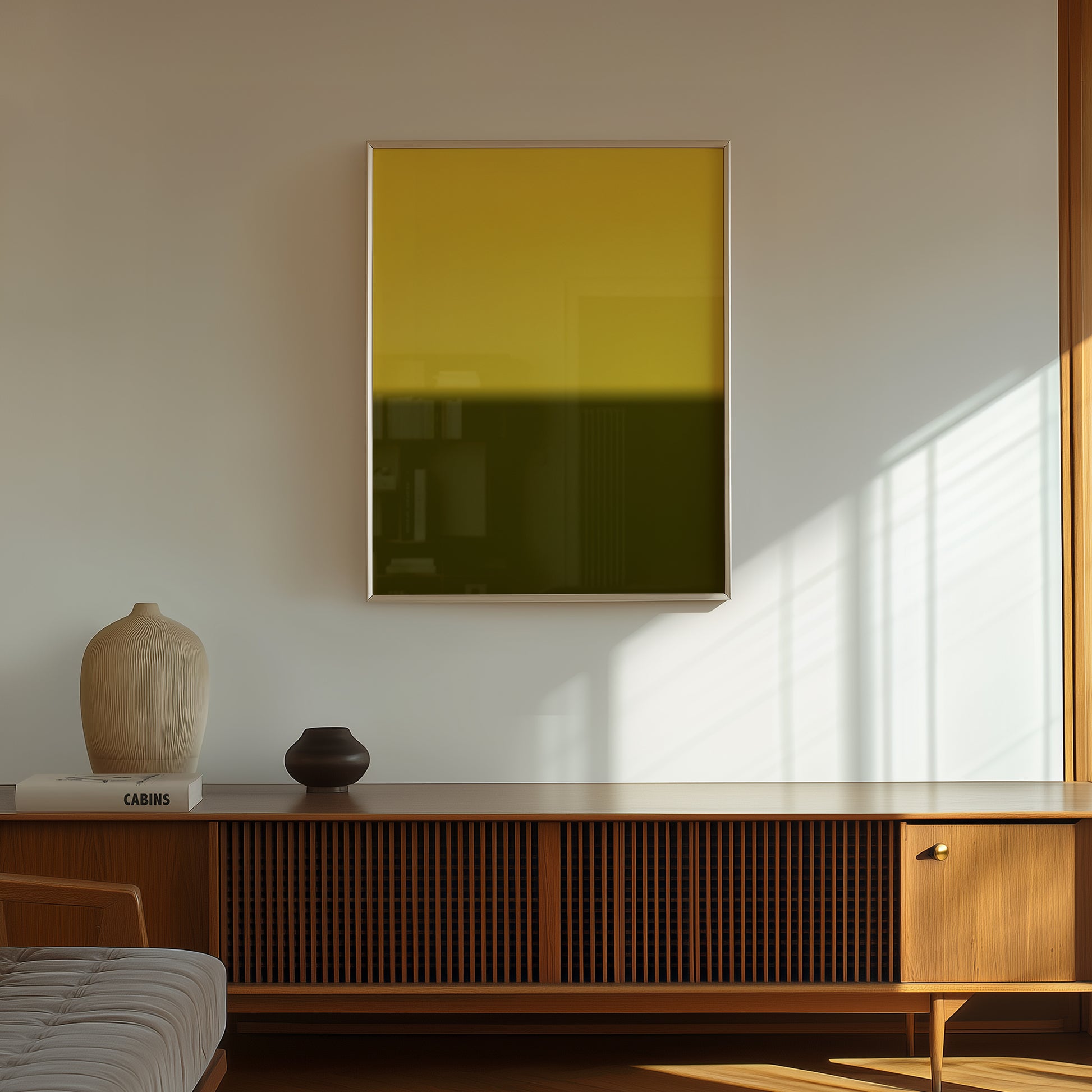 Solar Divide No. 01 | Yellow & Olive Abstract Art Print