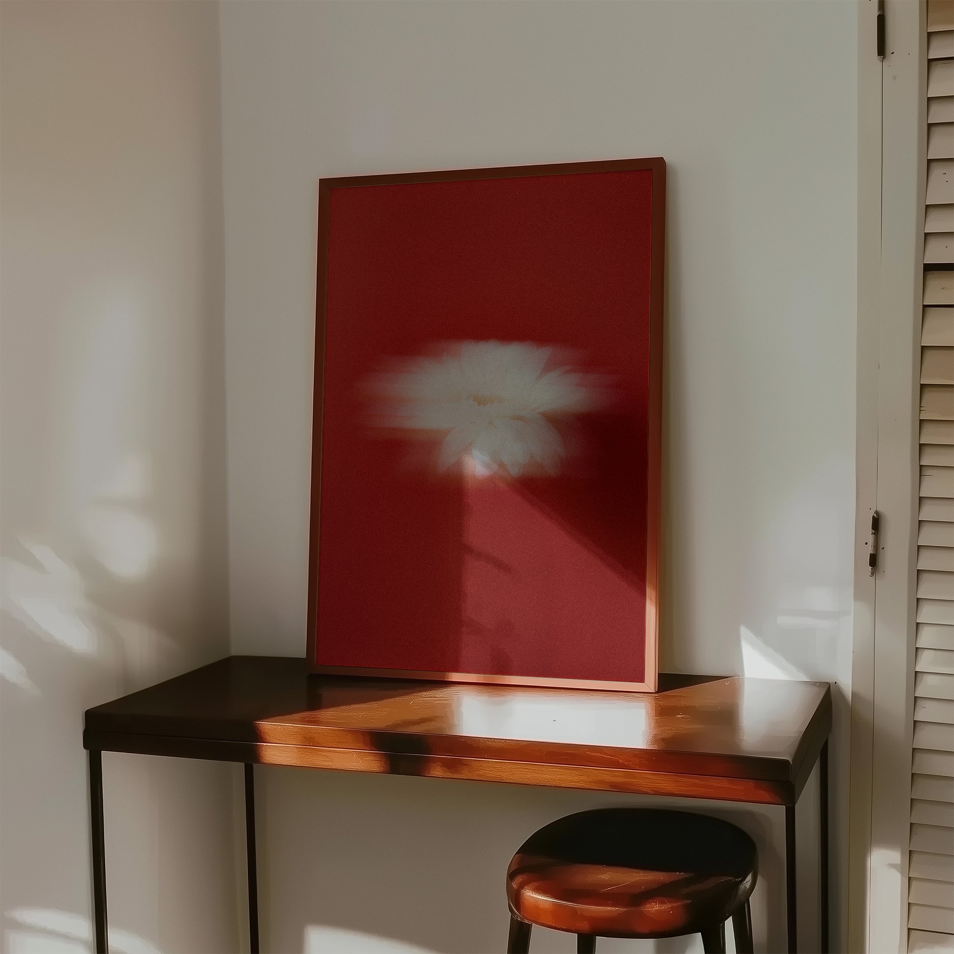 Crimson Bloom – Abstract Floral Art Print