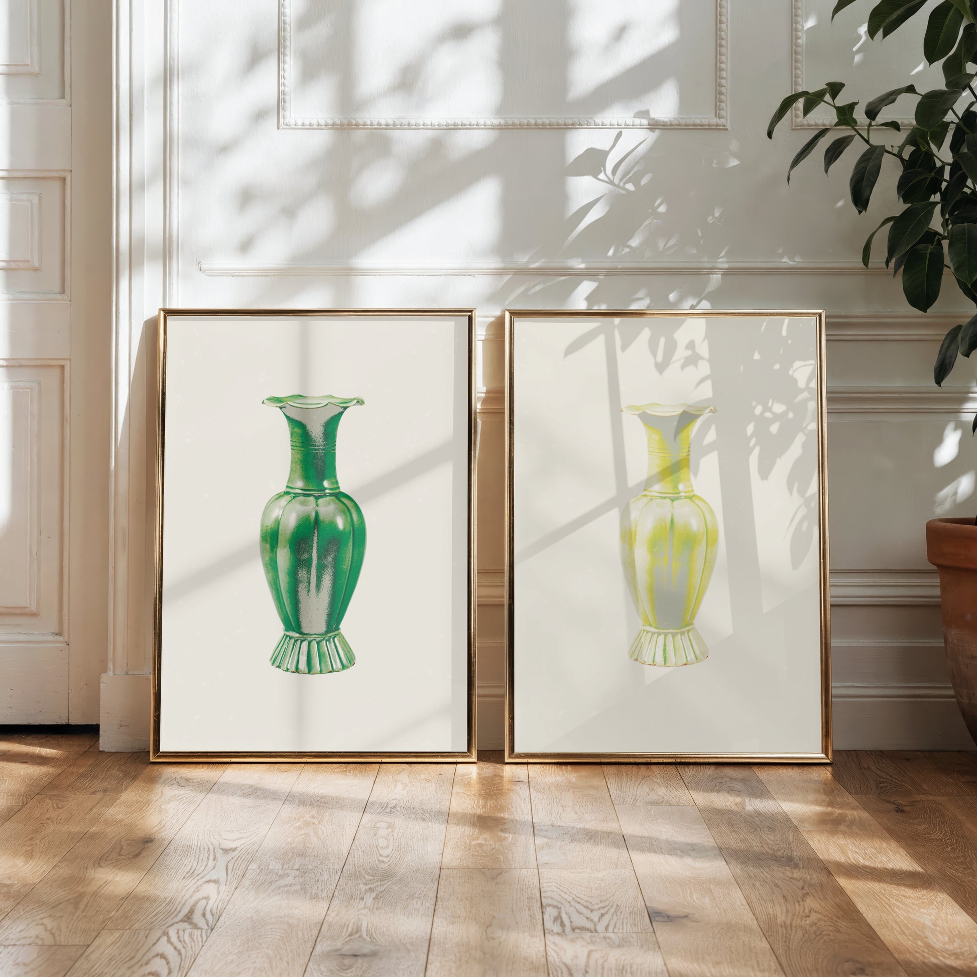 Still Form Vase Print, Neutral Contemporary Poster- Green (Digital Download)