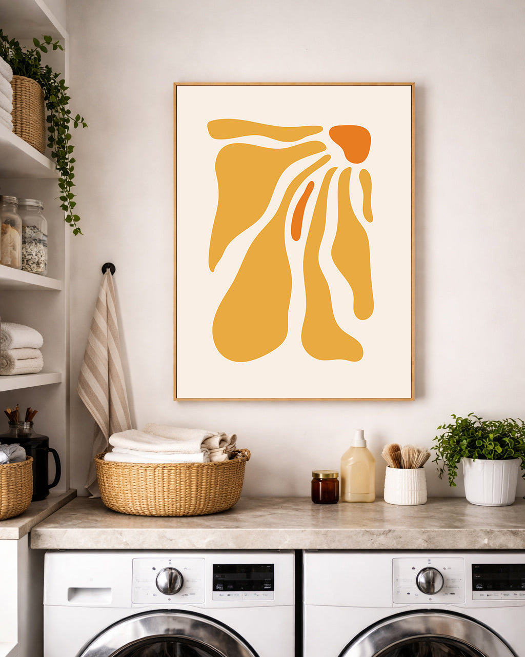 Abstract Orange Floral Wall Art