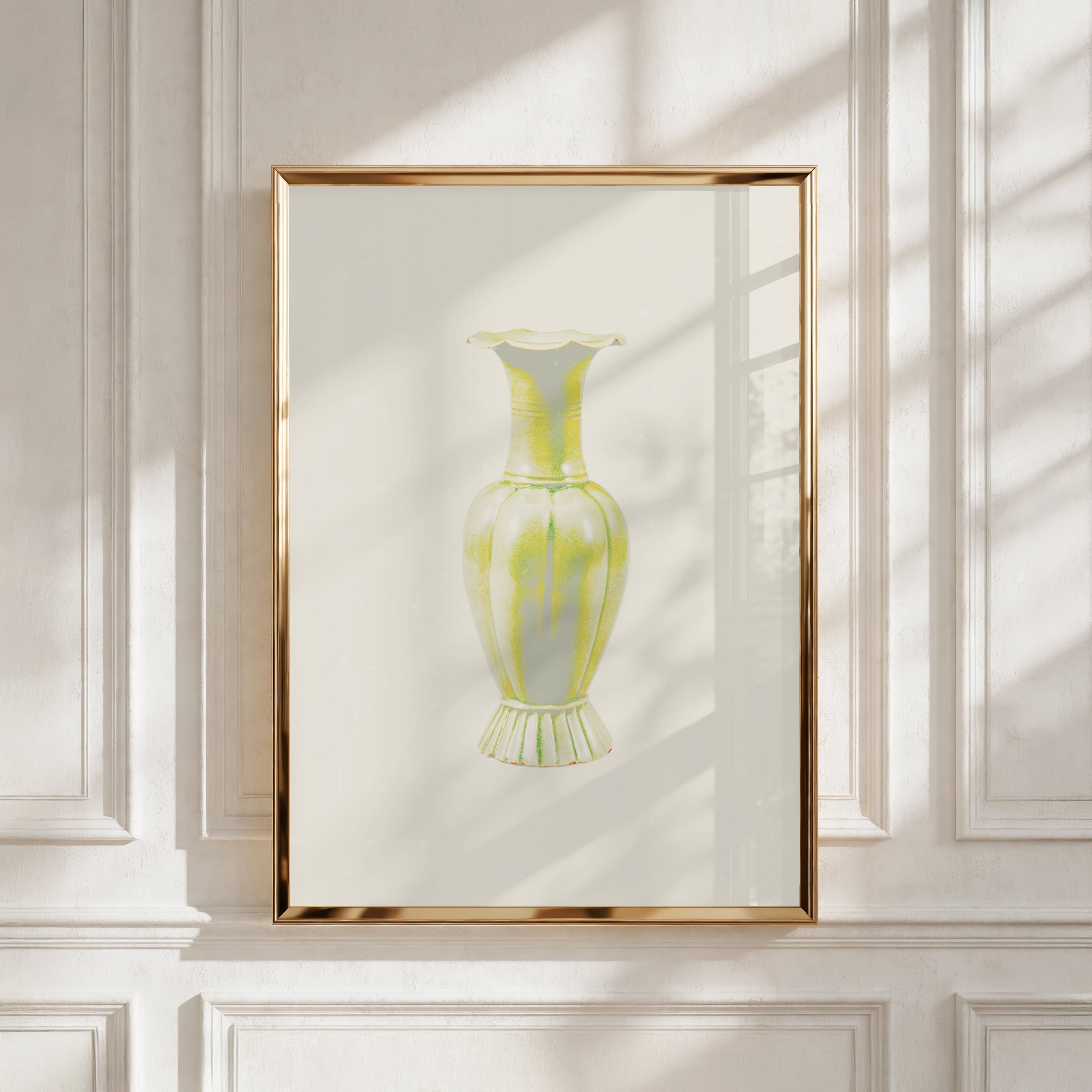 Still Form Vase Print, Neutral Contemporary Poster- Yellow (Digital Download)
