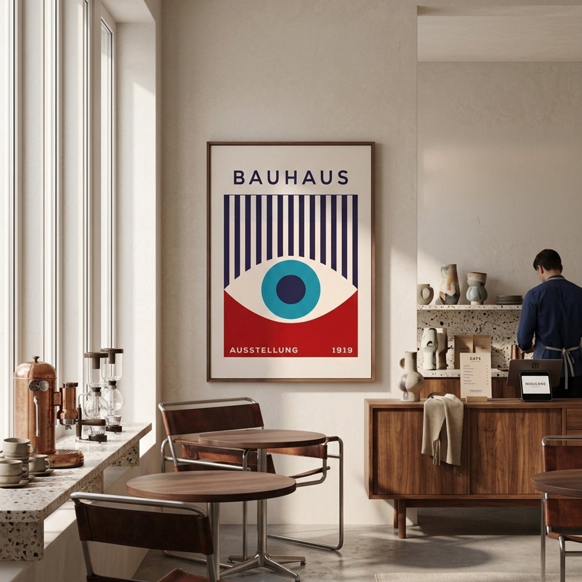 Bauhaus Eye Print – Vintage Geometric Poster, Minimalist Art (Digital Download)