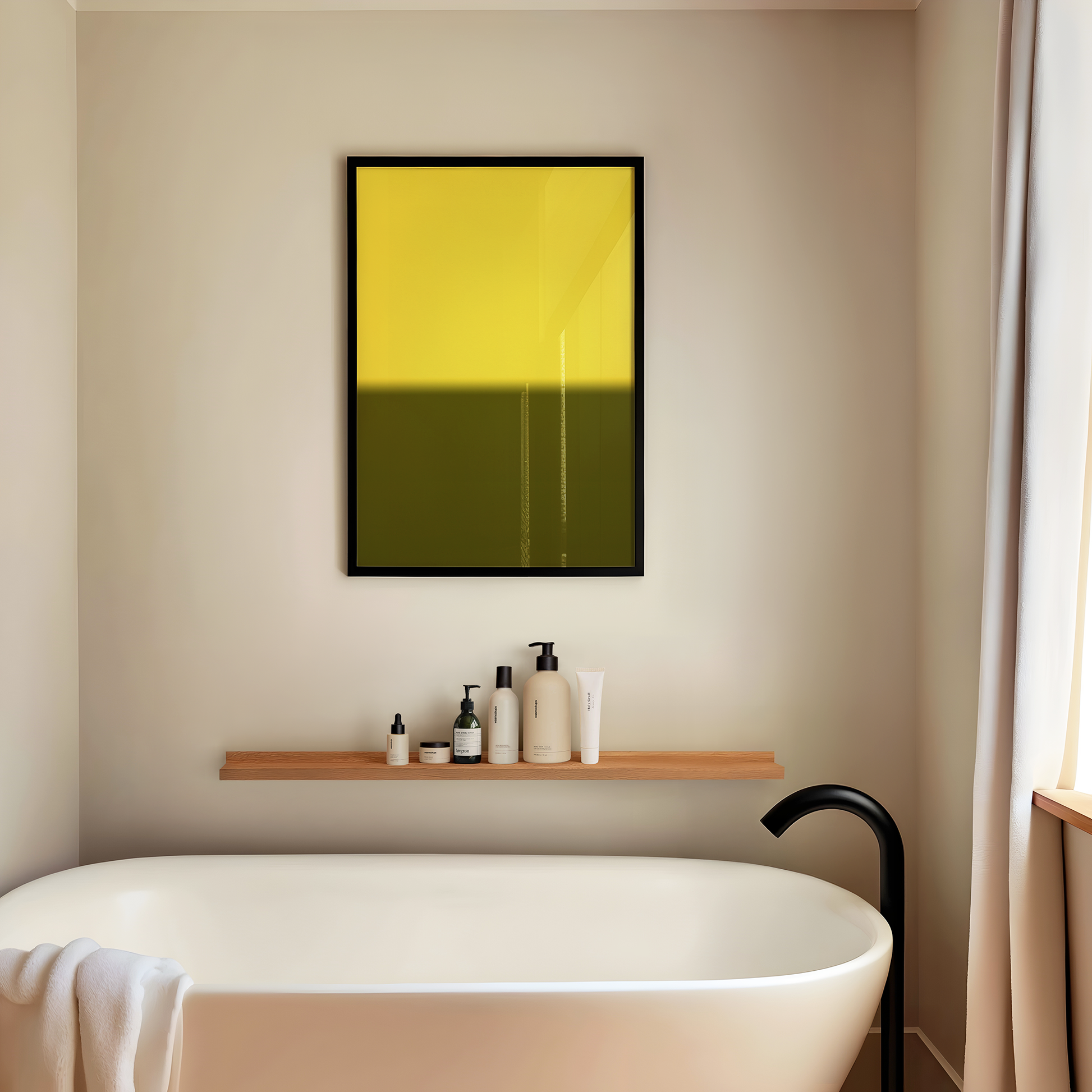 Solar Divide No. 01 | Yellow & Olive Abstract Art Print