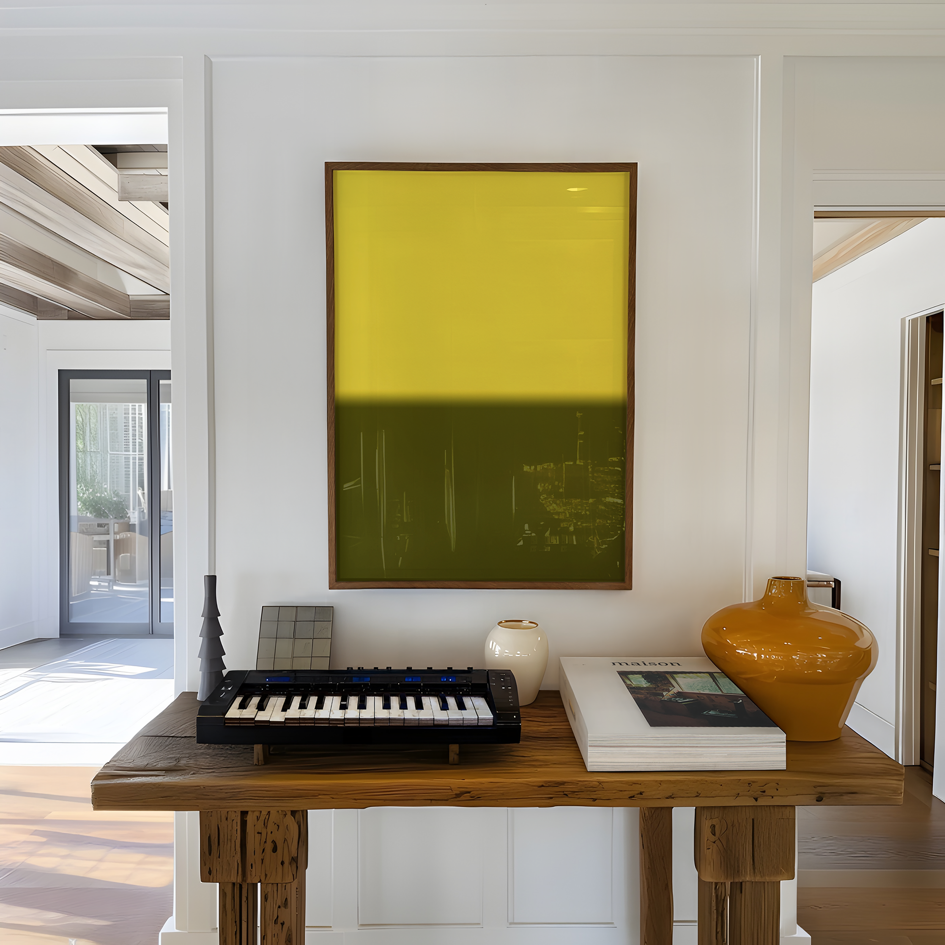 Solar Divide No. 01 | Yellow & Olive Abstract Art Print