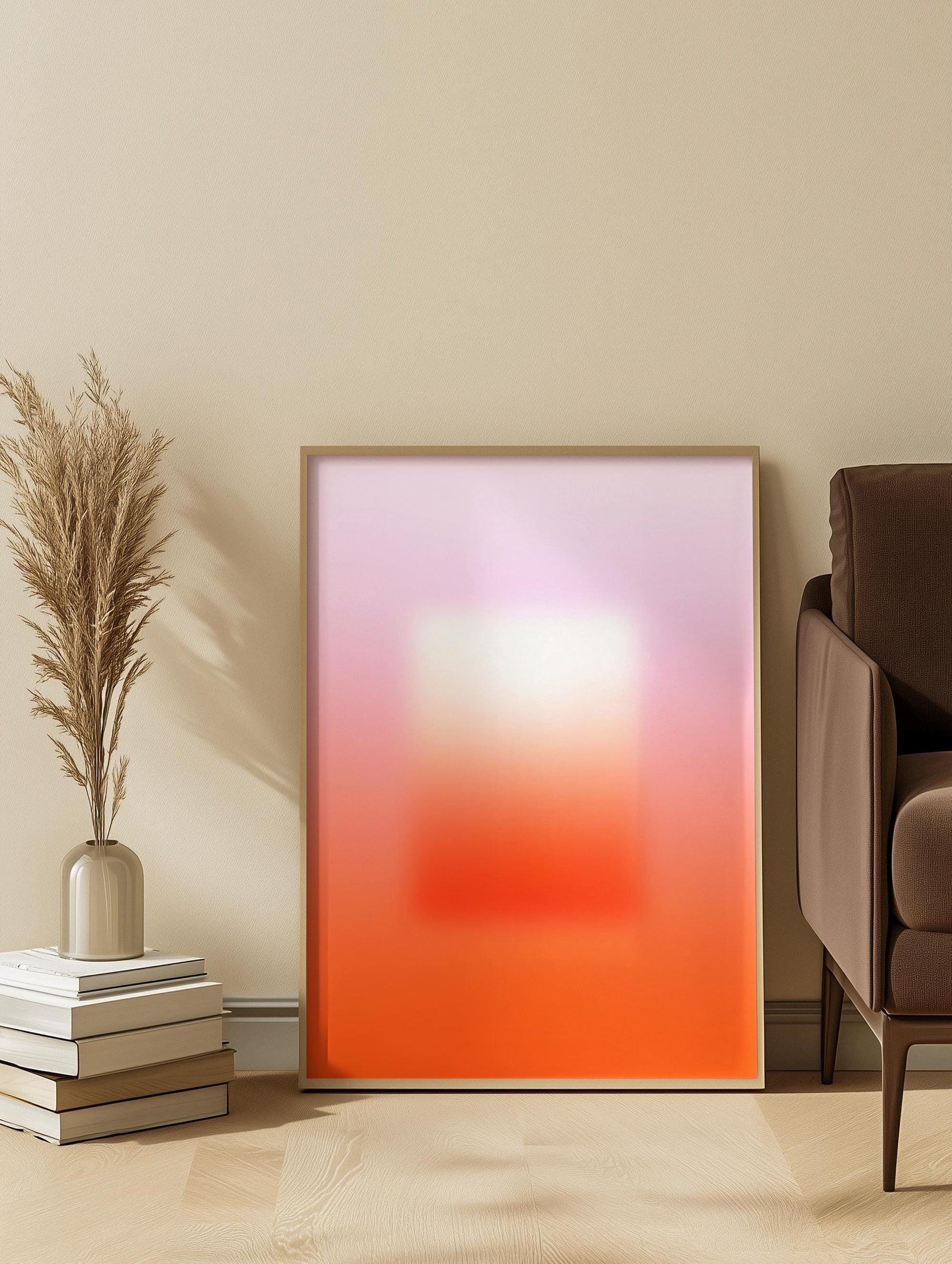 Pink Orange Gradient Abstract Printable Wall Art (Digital Download)