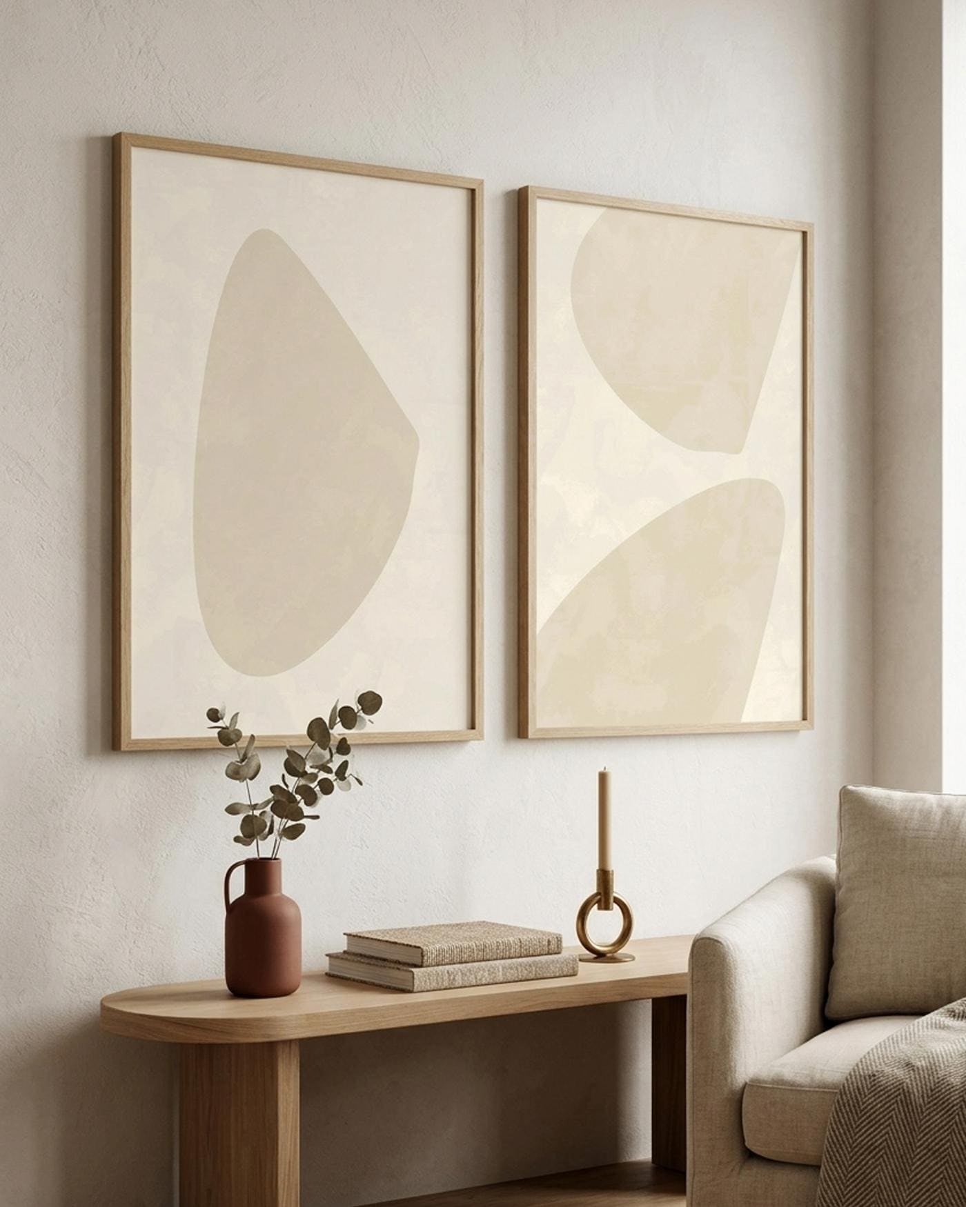 Neutral Abstract Wall Art Set of 2 (Digital Download)