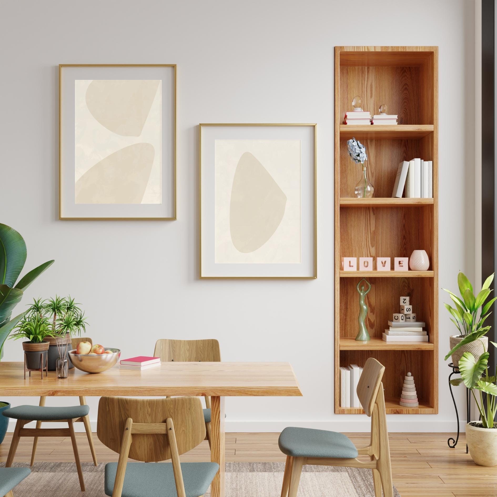 Neutral Abstract Wall Art Set of 2 (Digital Download)