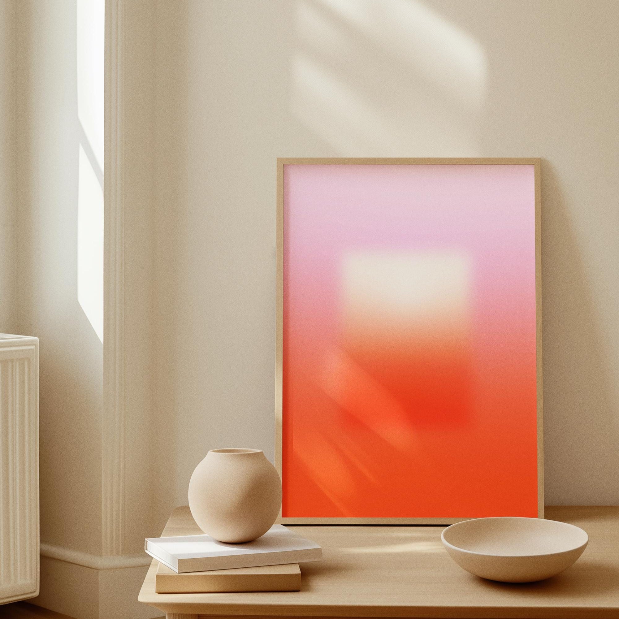 Pink Orange Gradient Abstract Printable Wall Art (Digital Download)