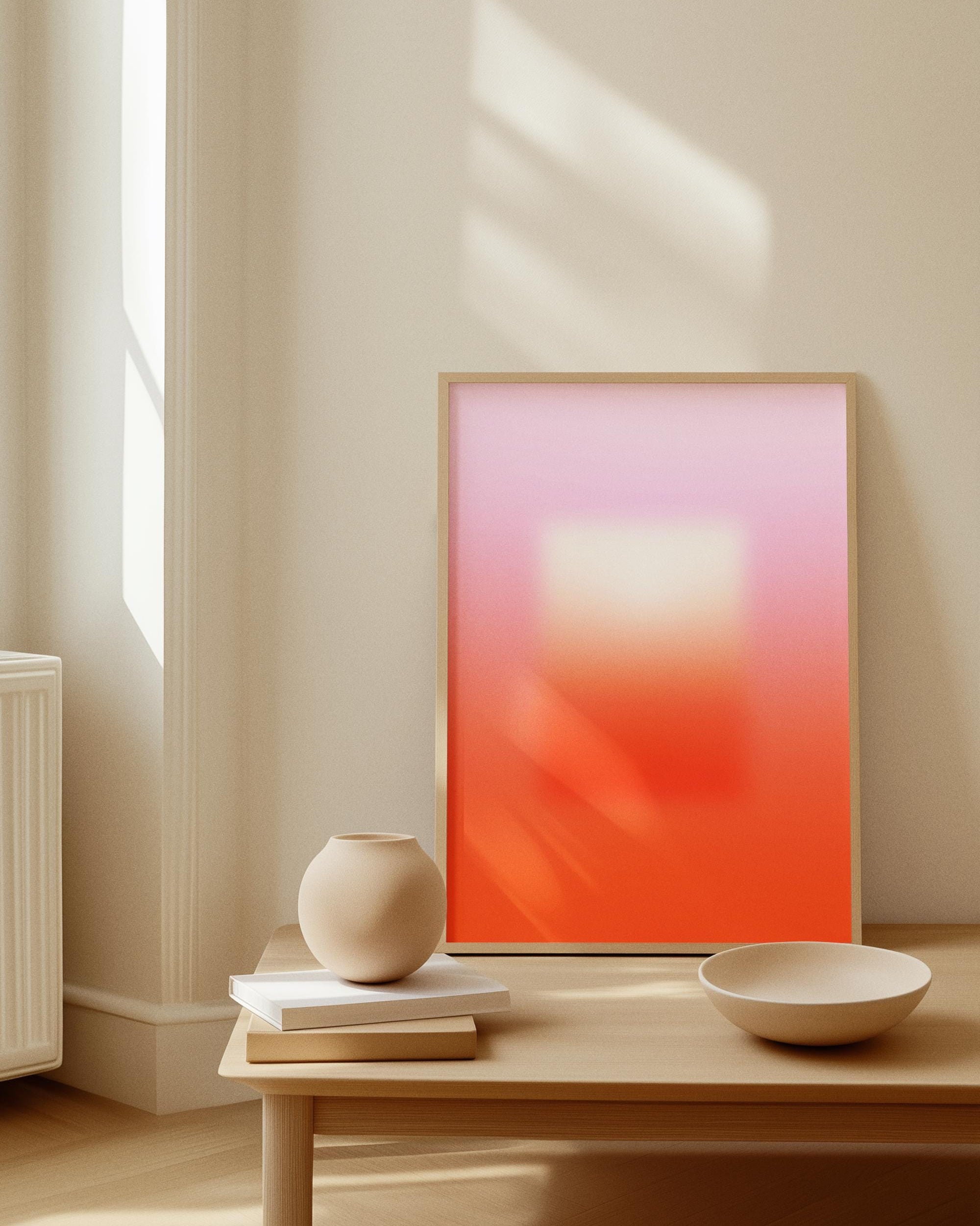Pink Orange Gradient Abstract Printable Wall Art (Digital Download)