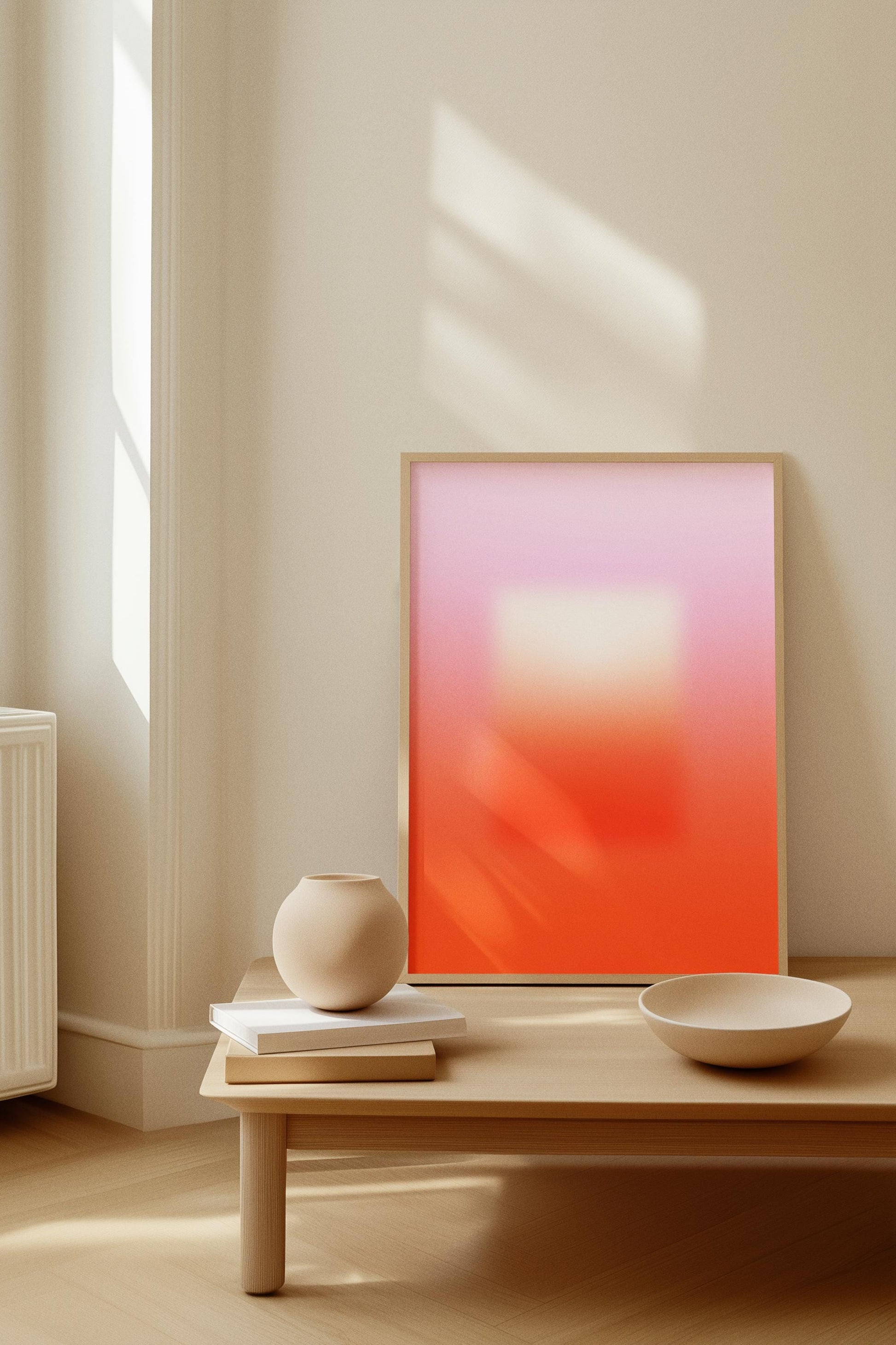 Pink Orange Gradient Abstract Printable Wall Art (Digital Download)