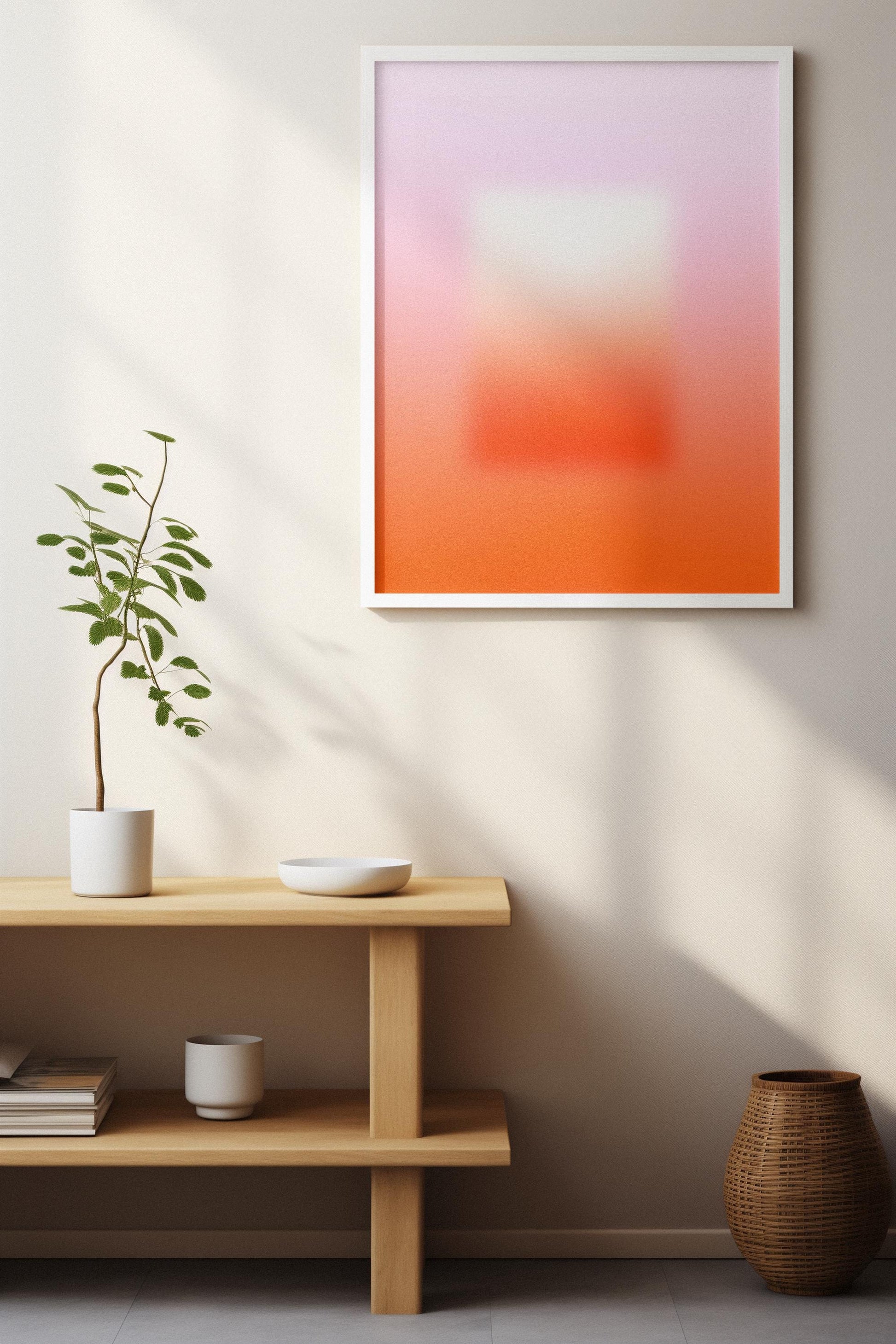 Pink Orange Gradient Abstract Printable Wall Art (Digital Download)