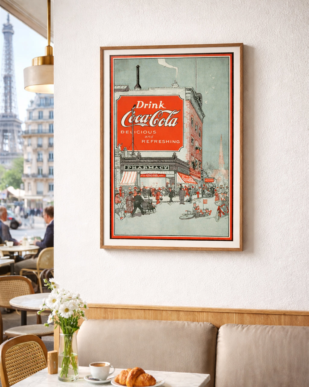Vintage Coca-Cola Pharmacy Street Scene Print, Retro Americana Wall Art (Digital Download)