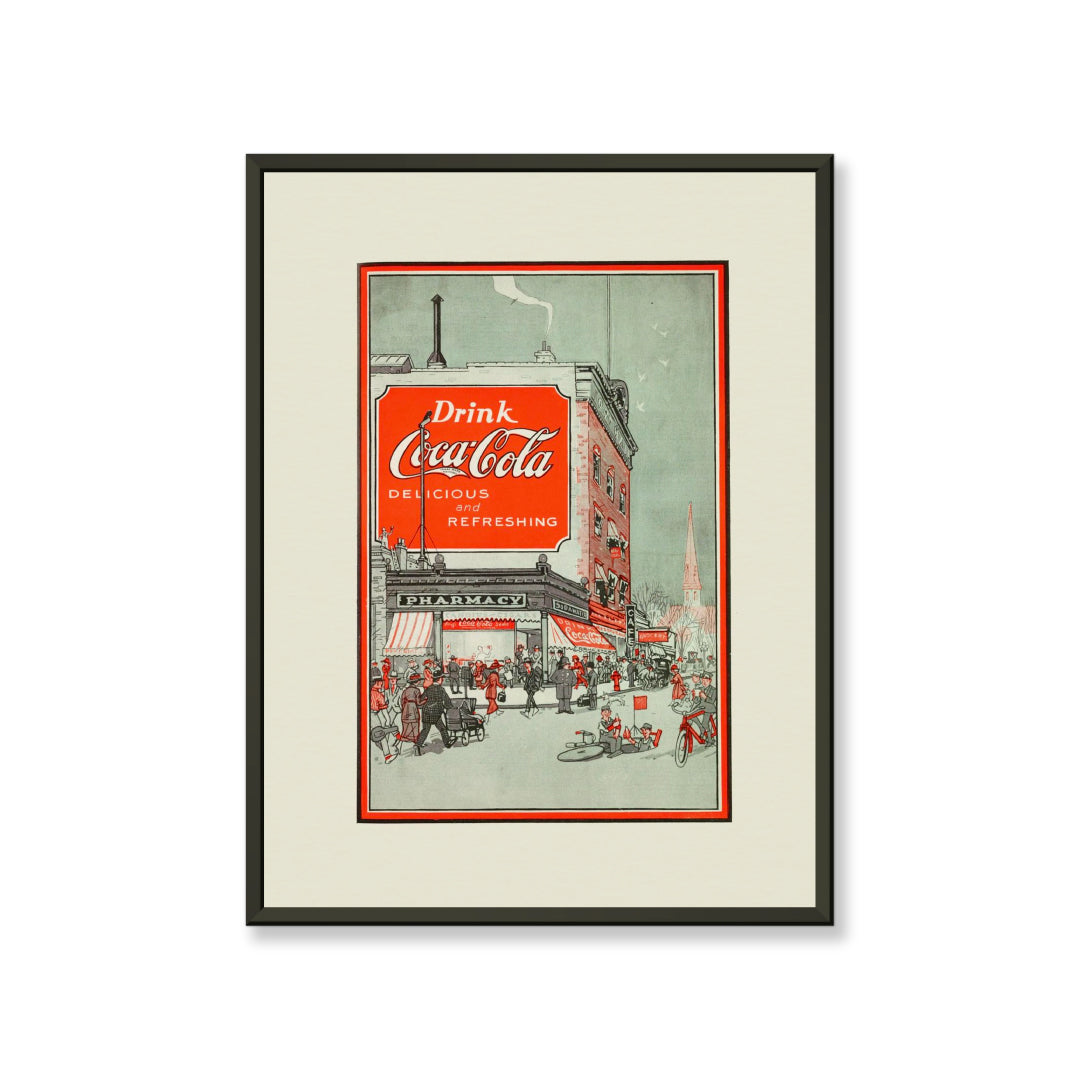 Vintage Coca-Cola Pharmacy Street Scene Poster