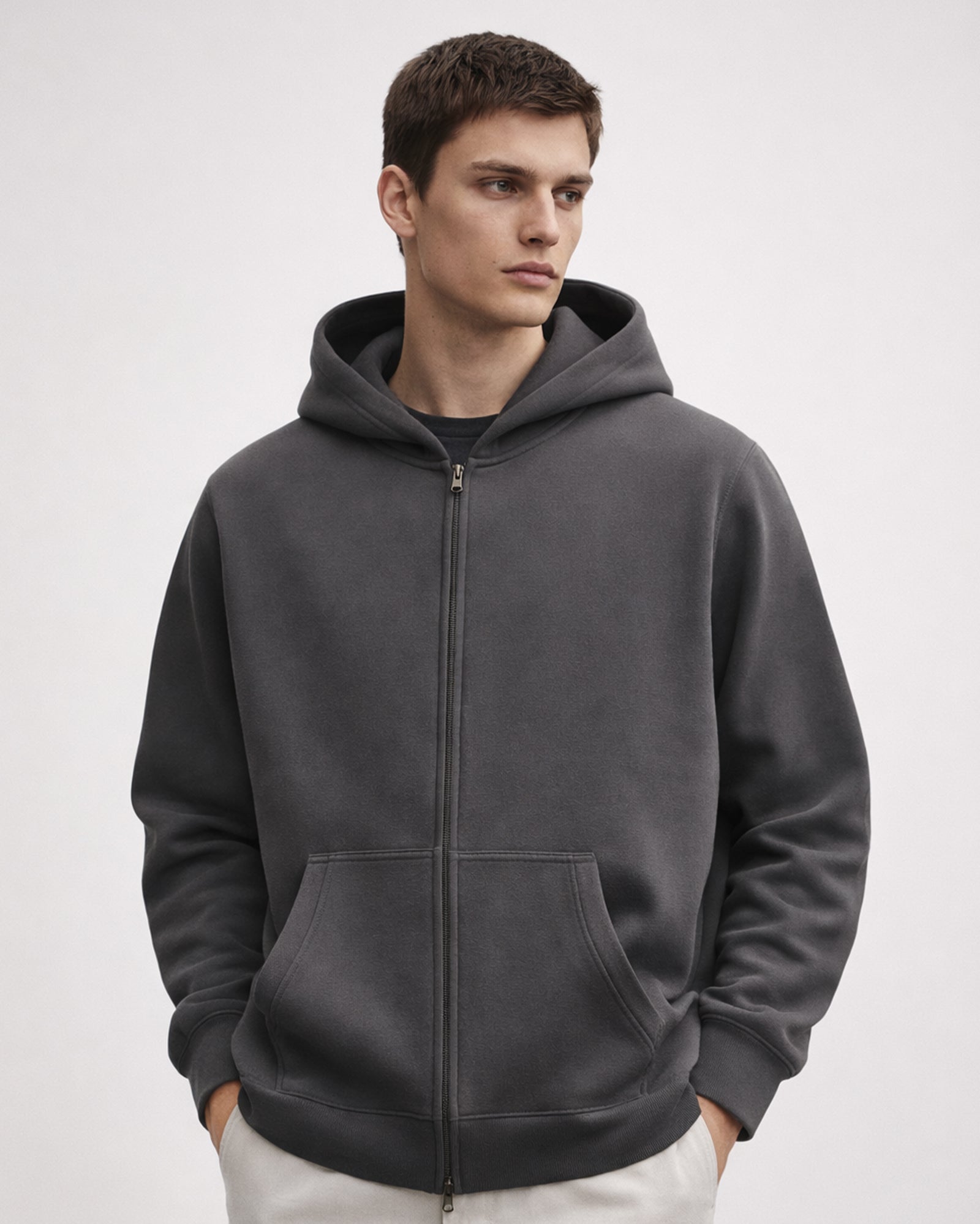 Essential Oversized Zip-Up Hoodie – Heavyweight Boxy Fit Unisex Fleece