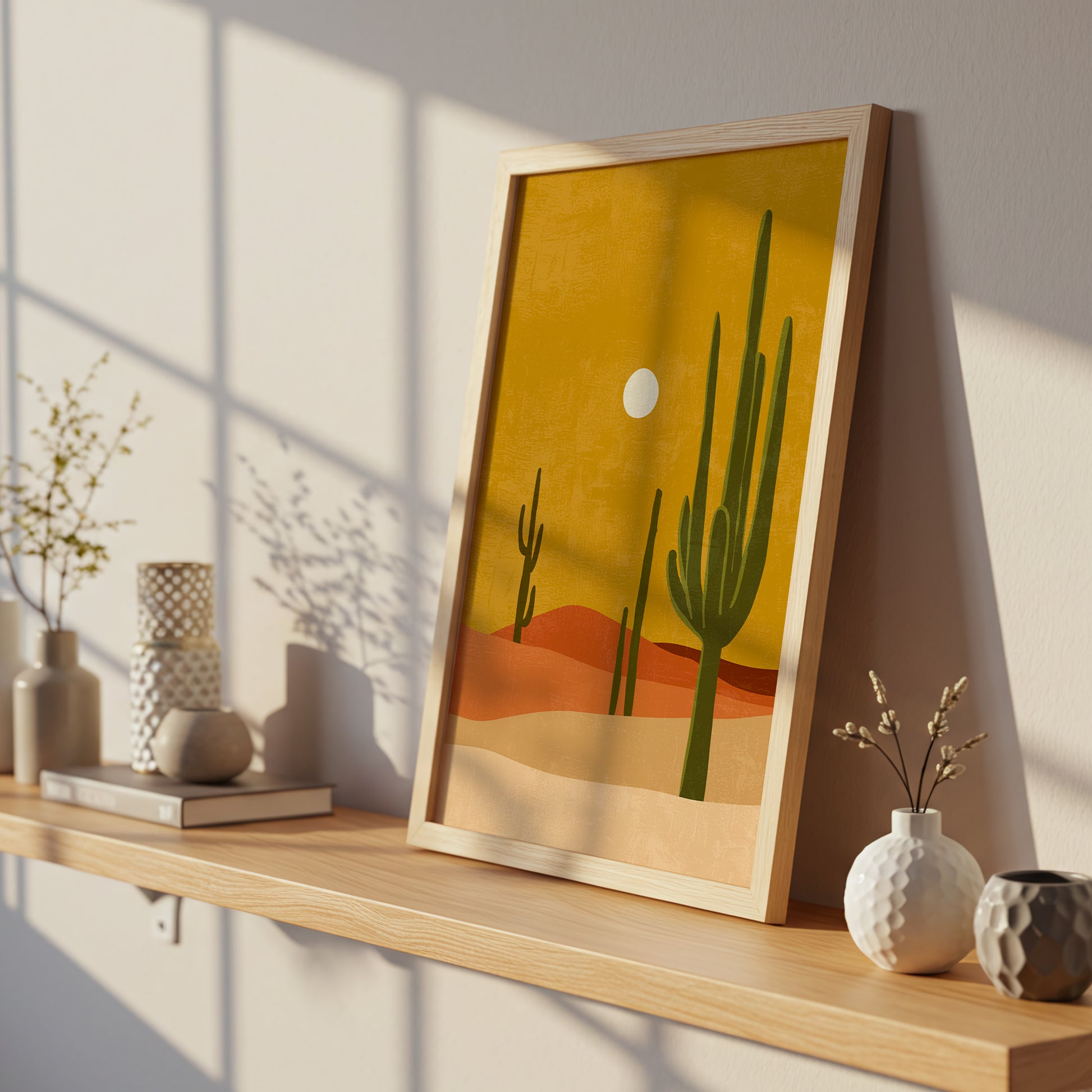 Desert Cactus Boho Southwest Mid Century Landscape (Digital Download)
