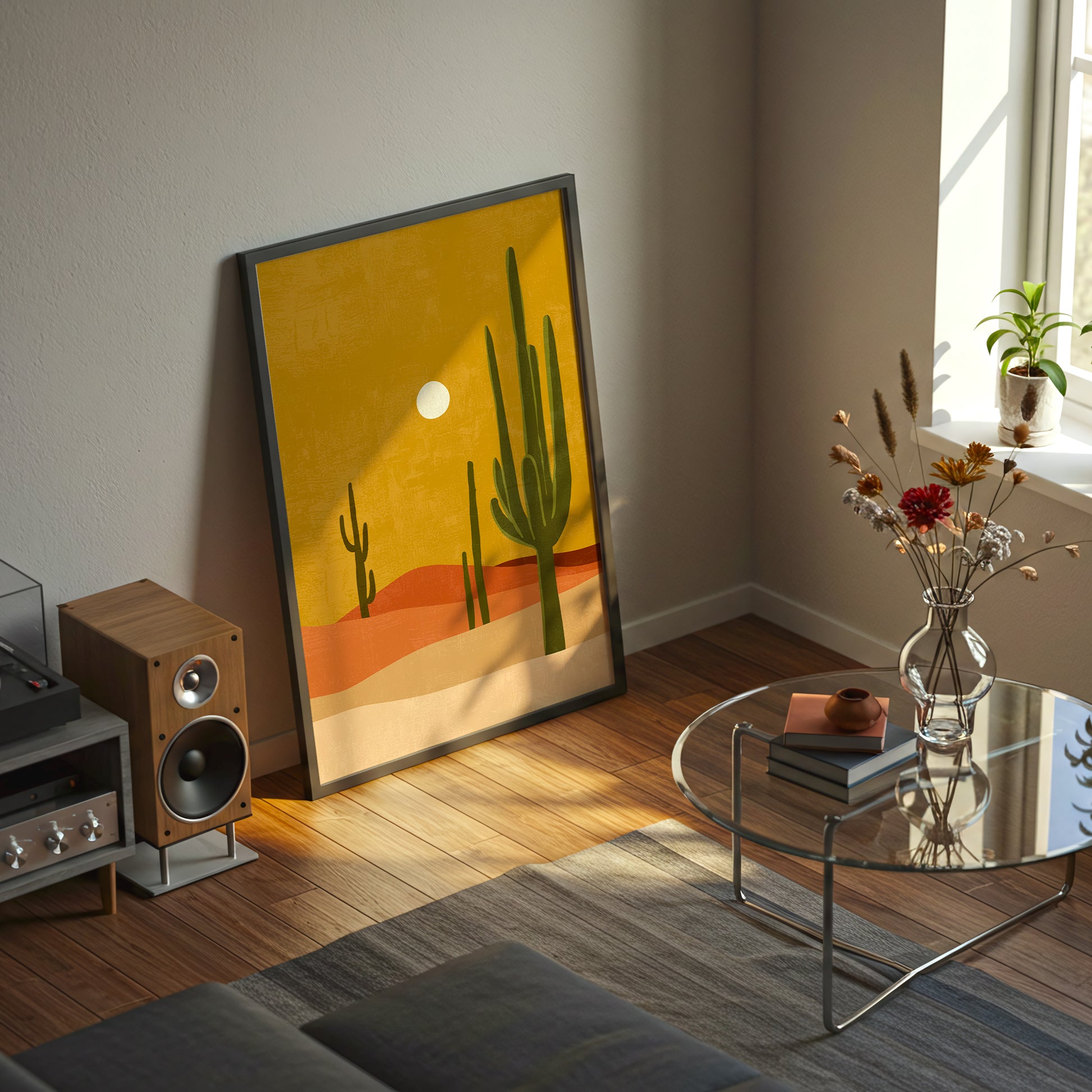 Desert Cactus Boho Southwest Mid Century Landscape (Digital Download)