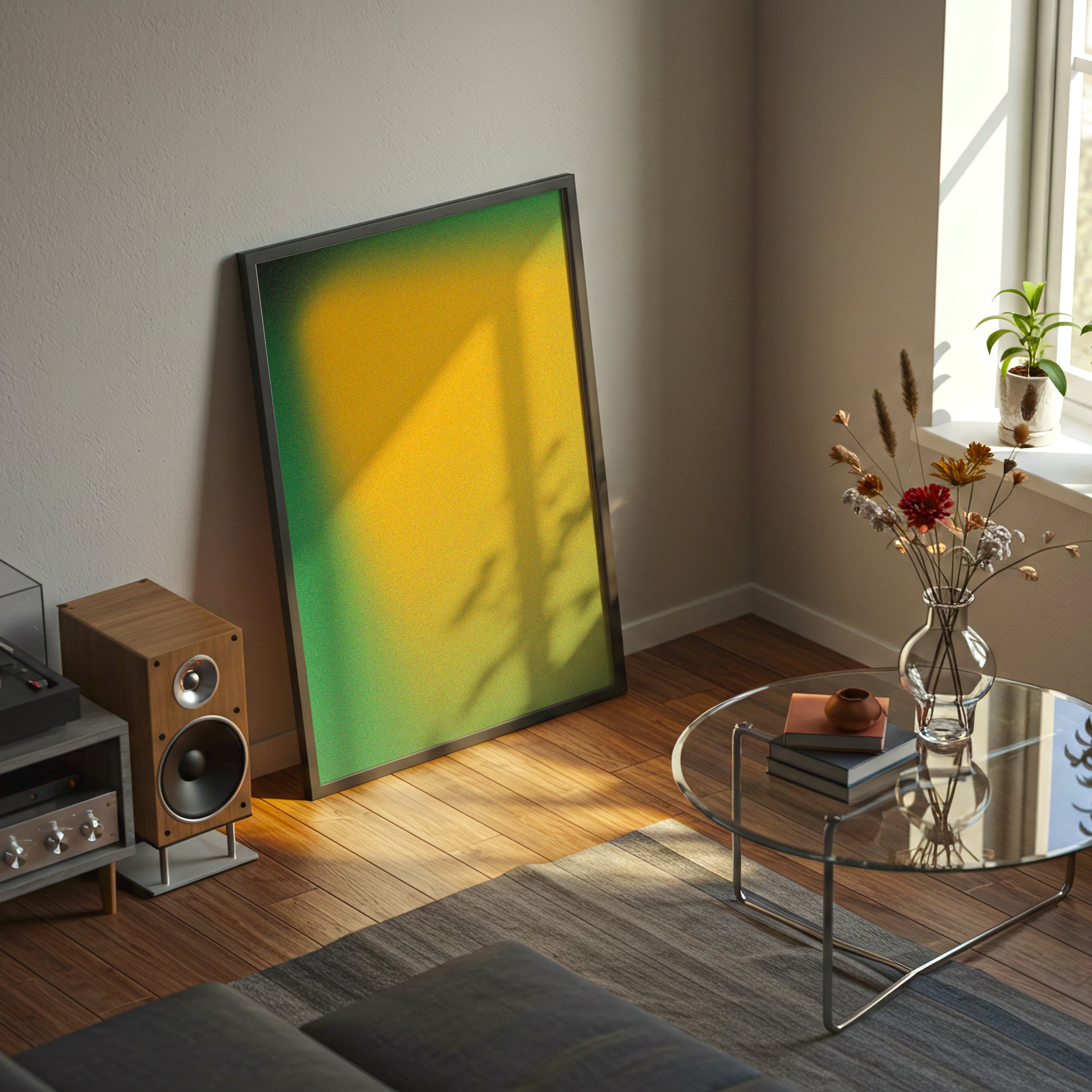 Abstract Gradient Wall Art, Green Yellow Color Field Print (Digital Download)
