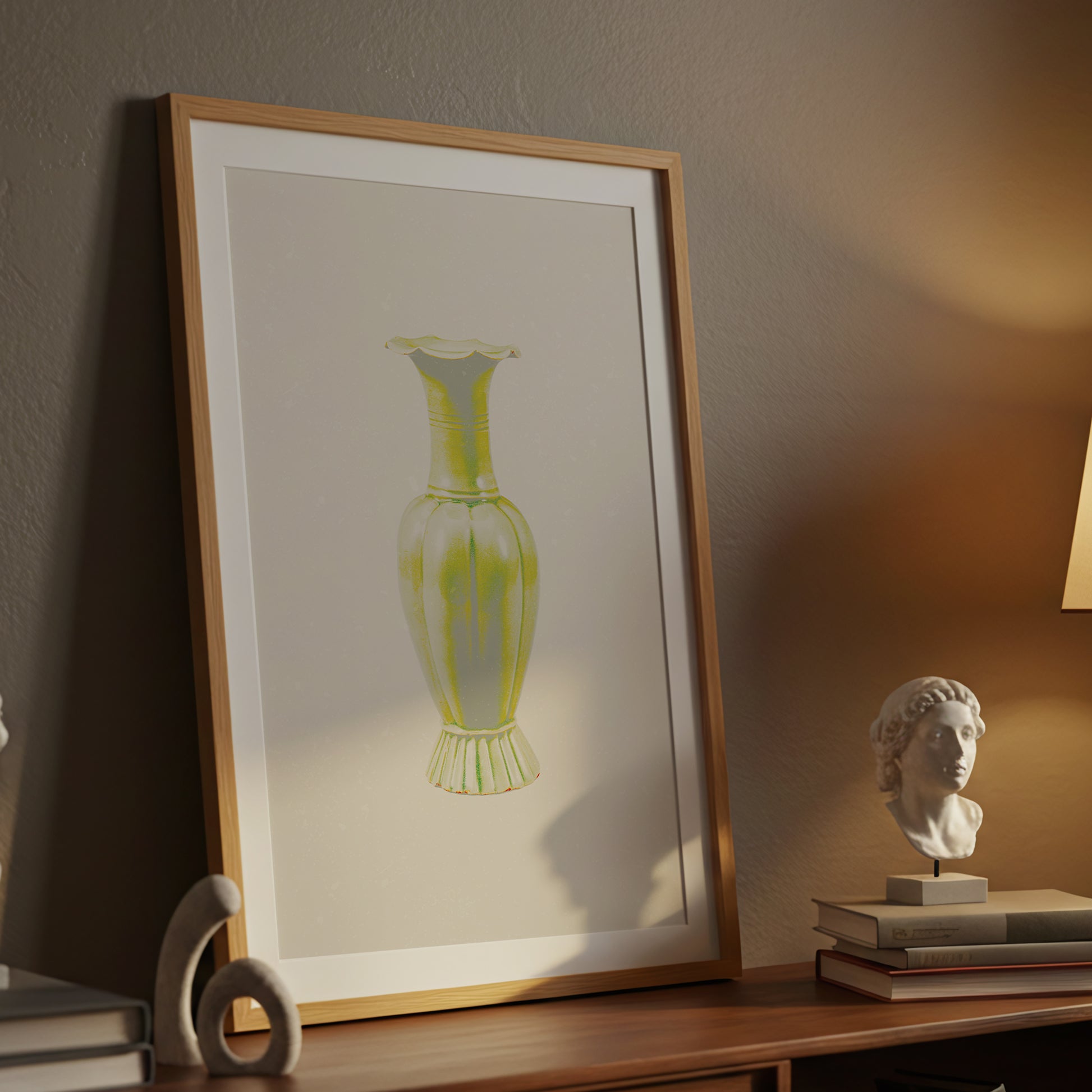 Still Form Vase Print, Neutral Contemporary Poster- Yellow (Digital Download)