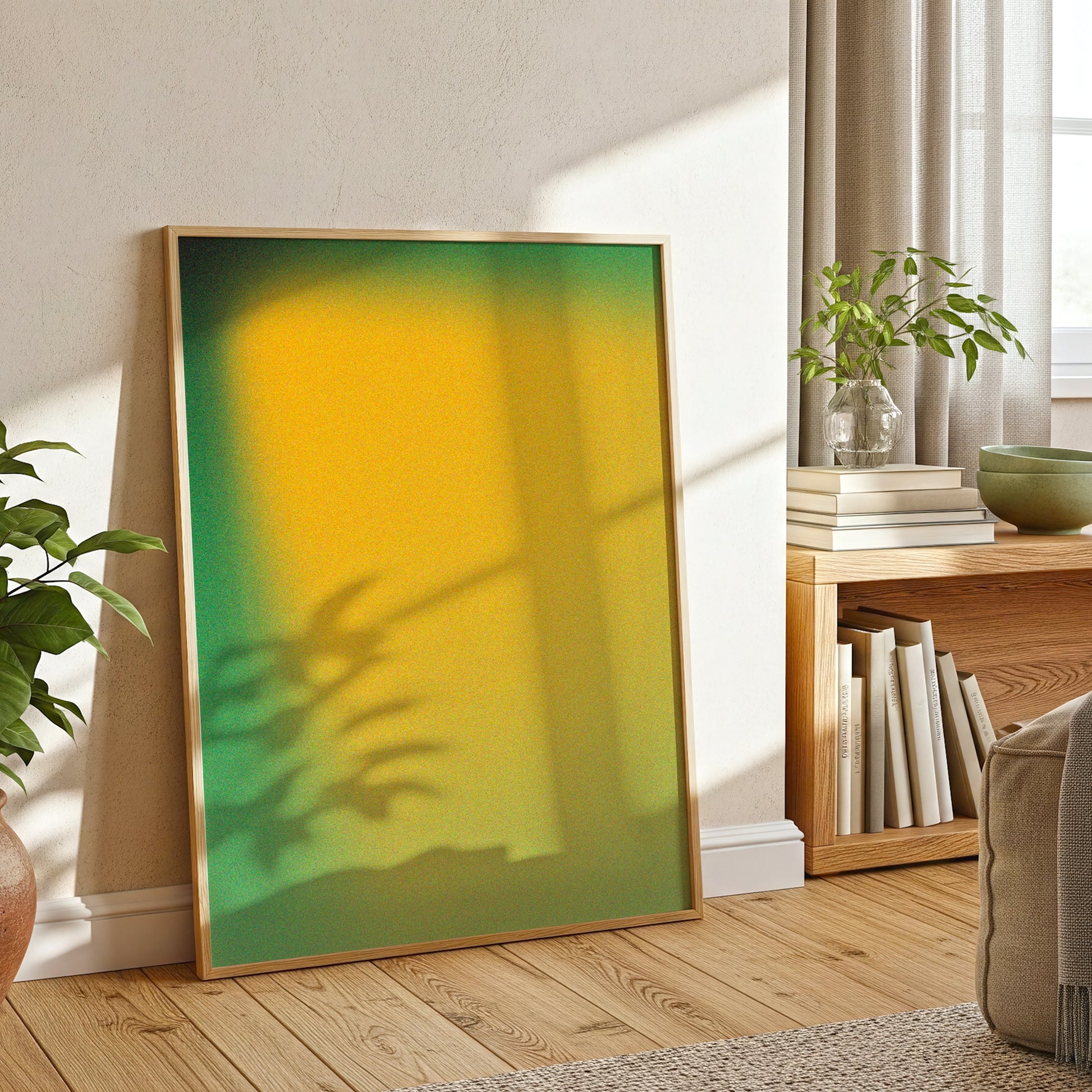 Abstract Gradient Wall Art, Green Yellow Color Field Print (Digital Download)