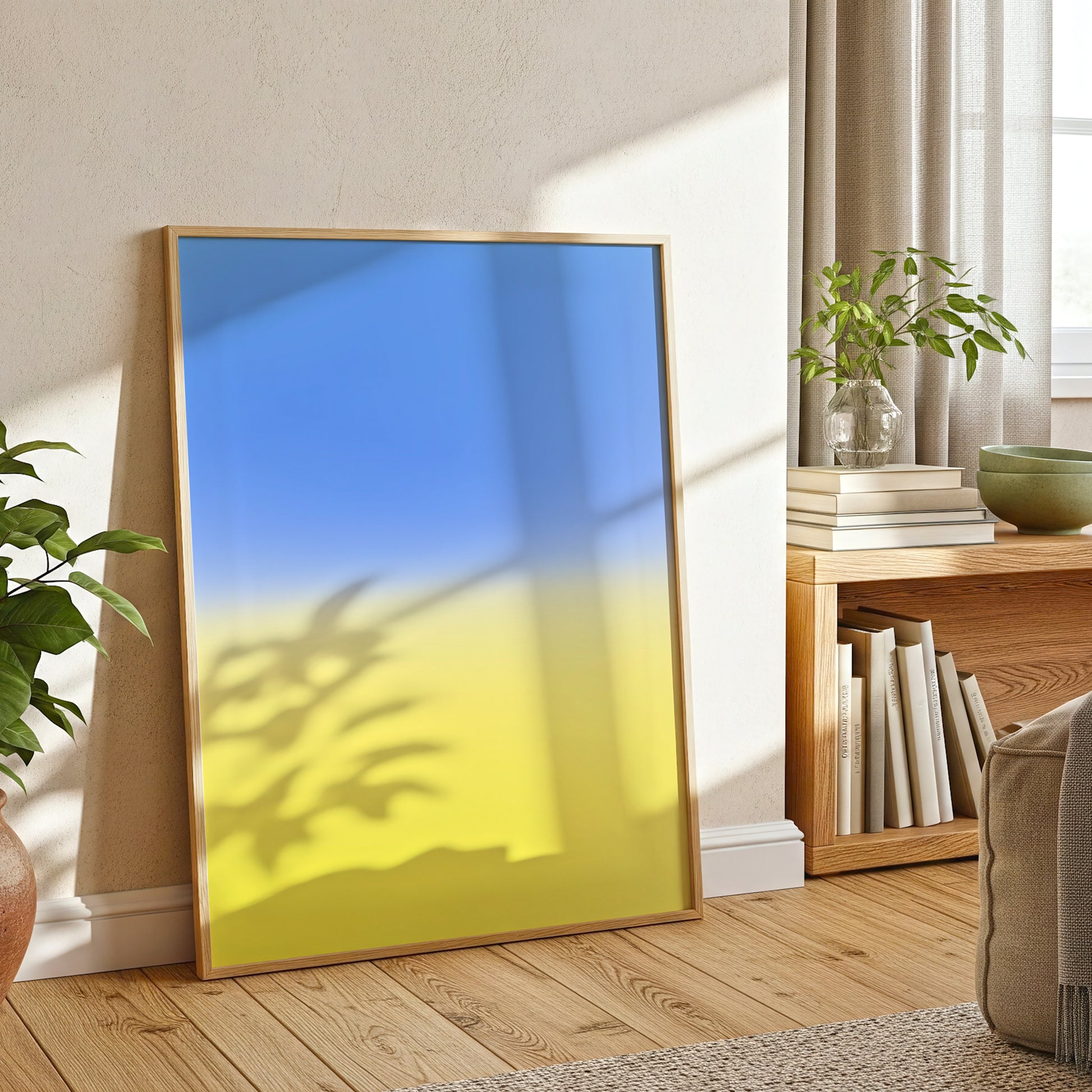 Blue Yellow Gradient Print, Minimalist Abstract Poster (Digital Download)