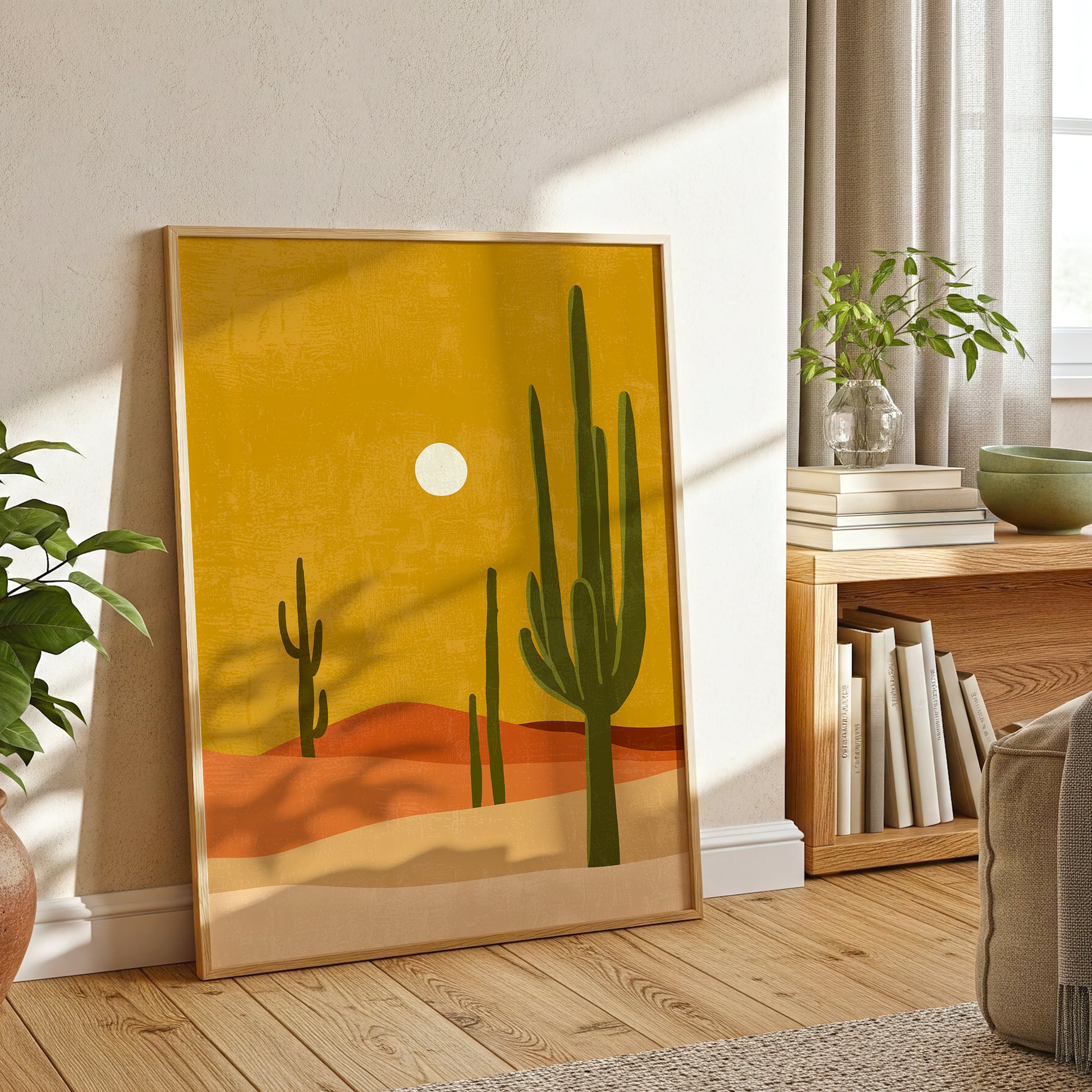 Desert Cactus Boho Southwest Mid Century Landscape (Digital Download)