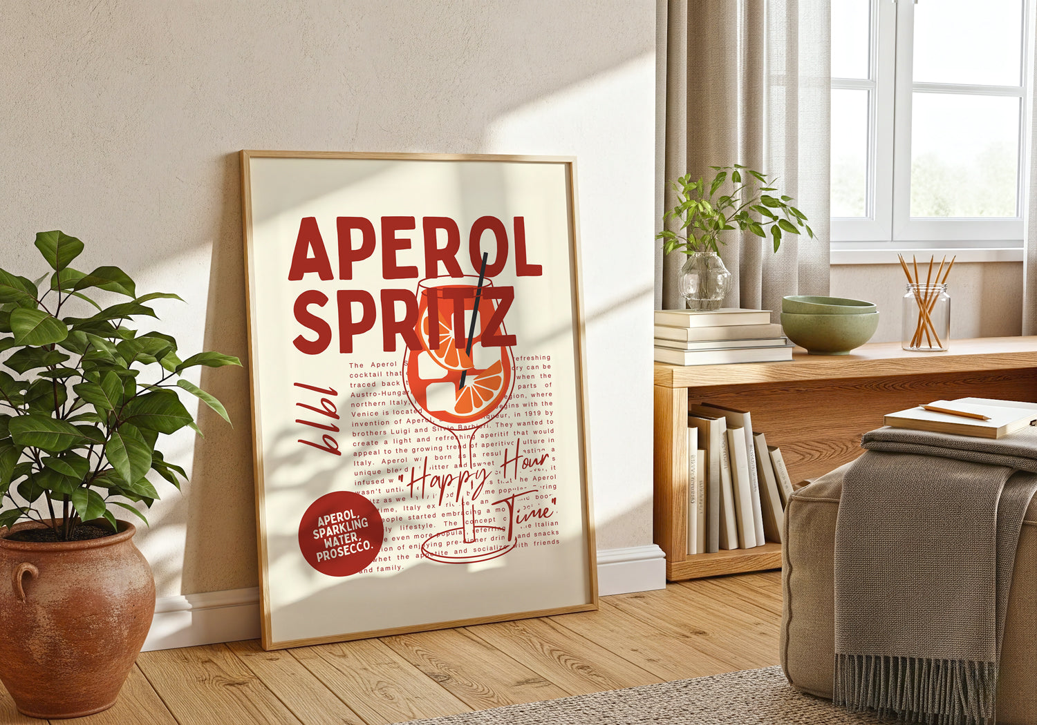 Aperol Spritz Italian Cocktail Poster (Digital Download)