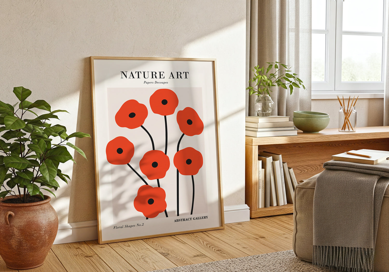 Minimal Red Flower Art Print (Digital Download)