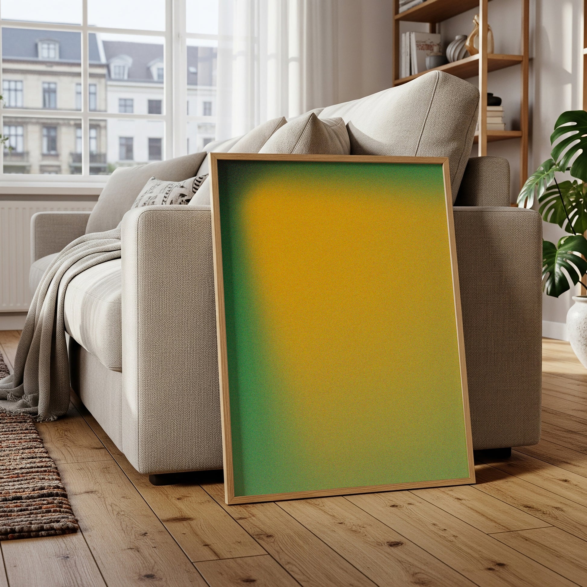 Abstract Gradient Wall Art, Green Yellow Color Field Print (Digital Download)