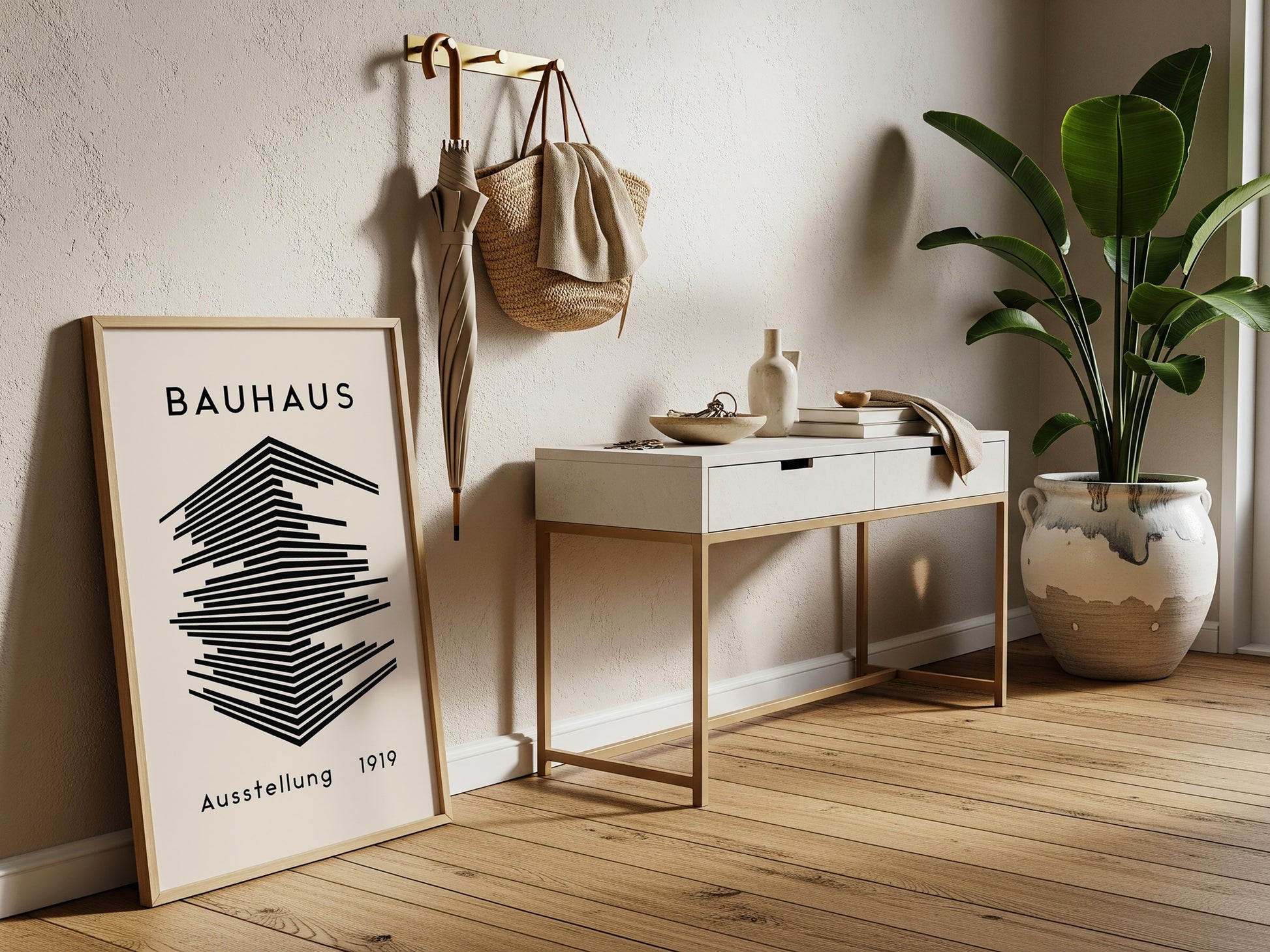Bauhaus Abstract Geometric Print - White (Digital Download)