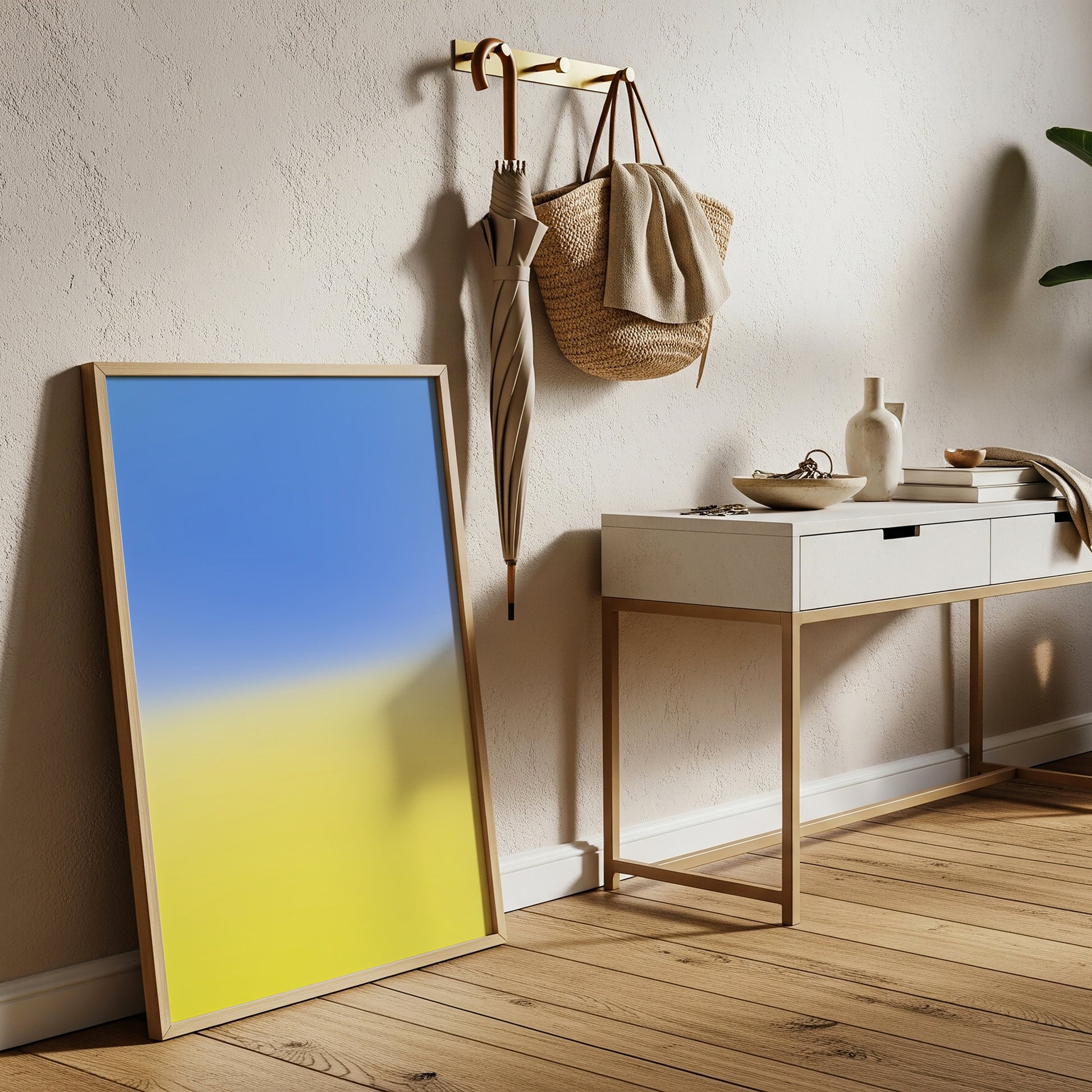 Blue Yellow Gradient Print, Minimalist Abstract Poster (Digital Download)
