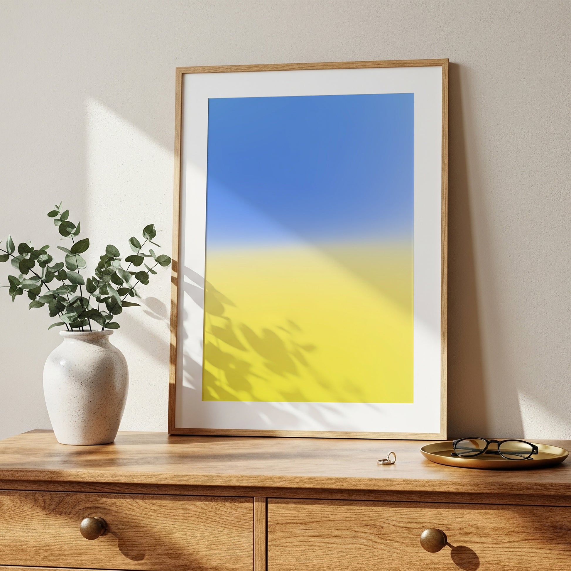 Blue Yellow Gradient Print, Minimalist Abstract Poster (Digital Download)