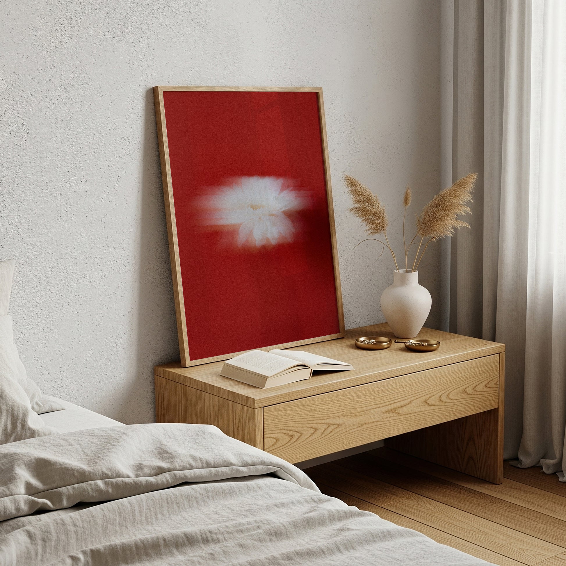 Crimson Bloom – Abstract Floral Art Print