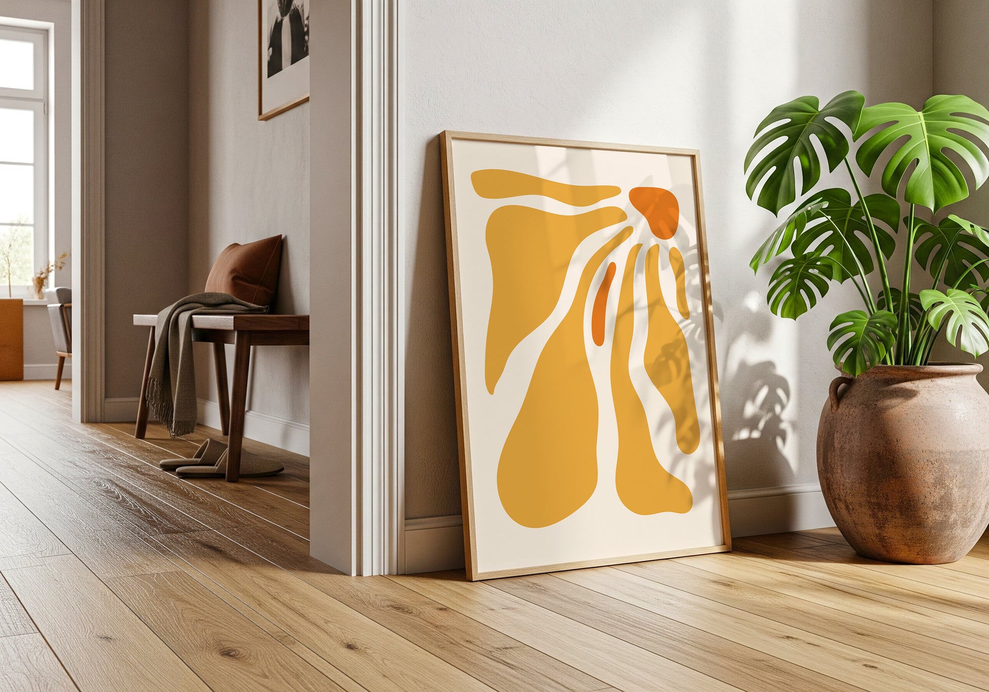 Abstract Orange Floral Wall Art